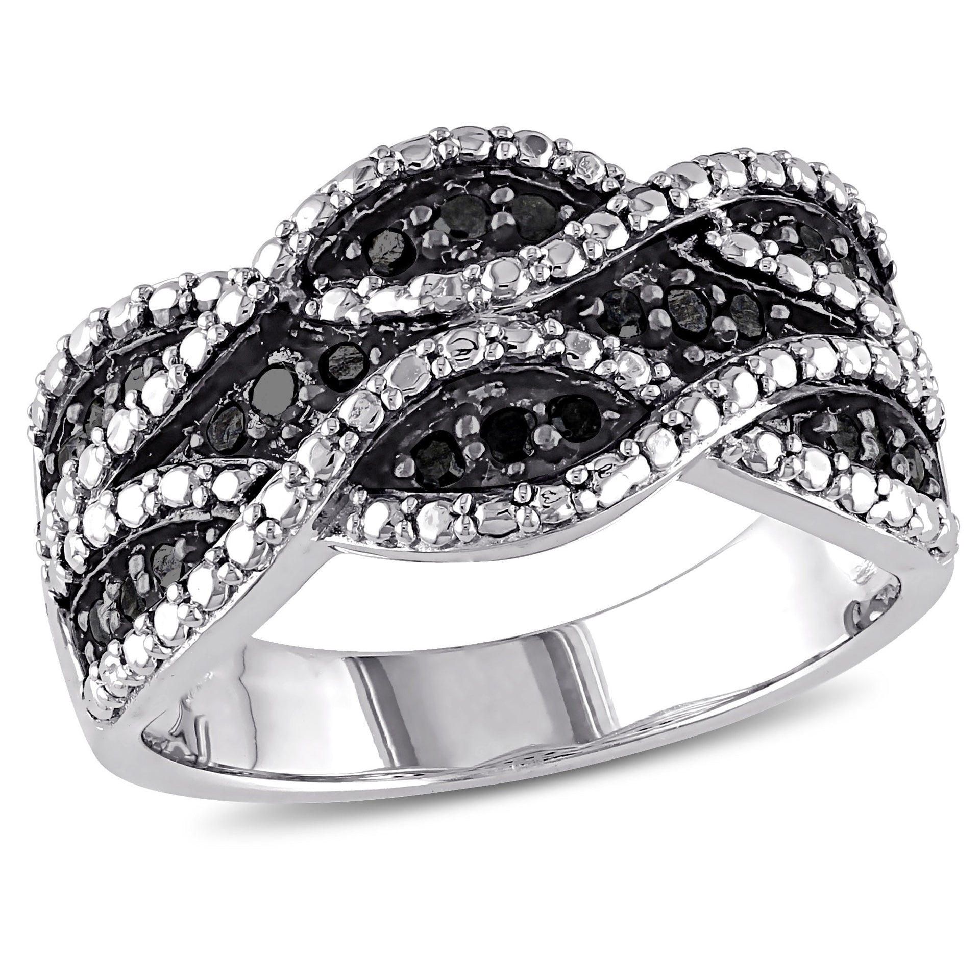 1/4 ct TW Black Diamond Double Twist Ring in Sterling Silver with Black Rhodium