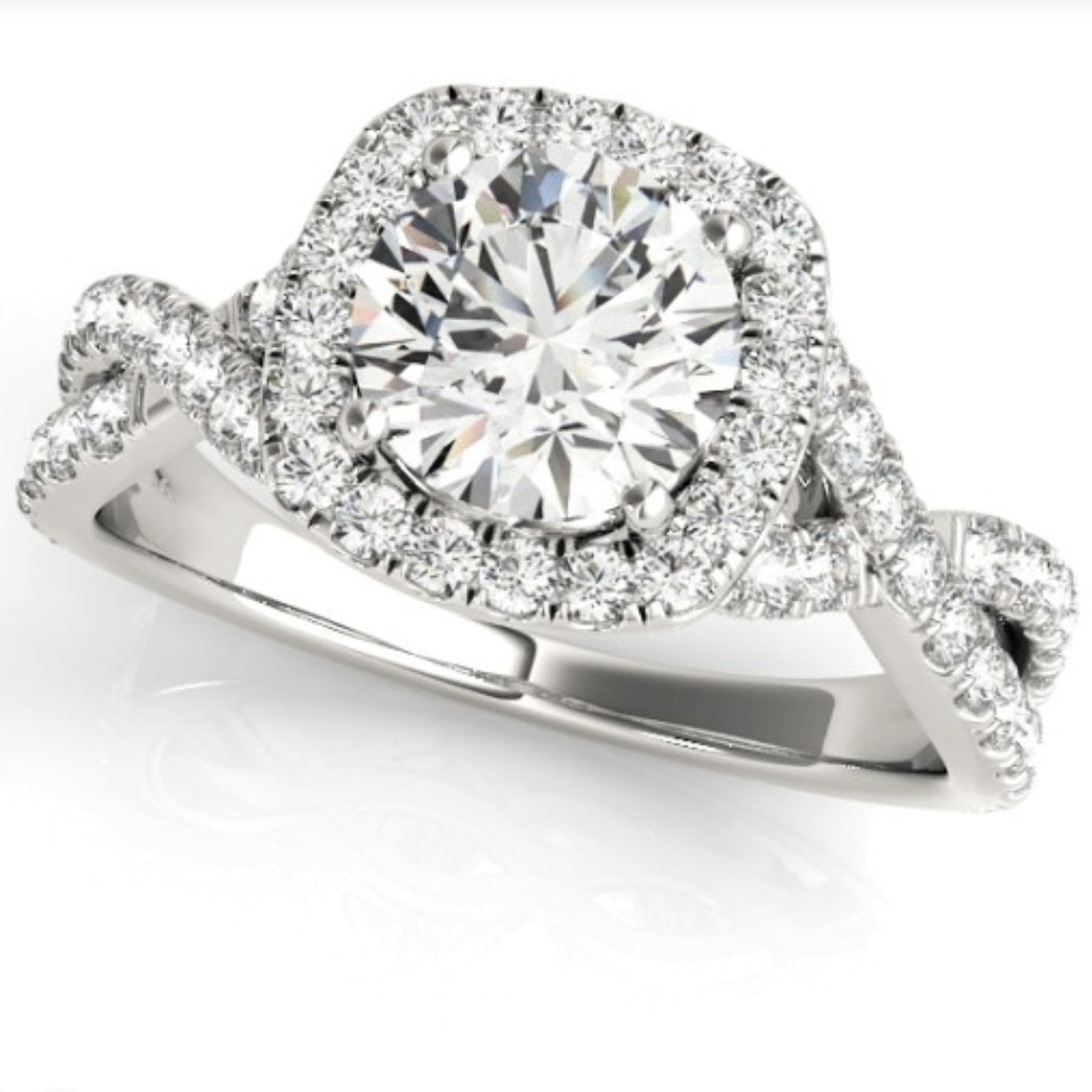 1 CT Diamond Cushion Halo Engagement Ring In 14k White Yellow Or Rose Gold