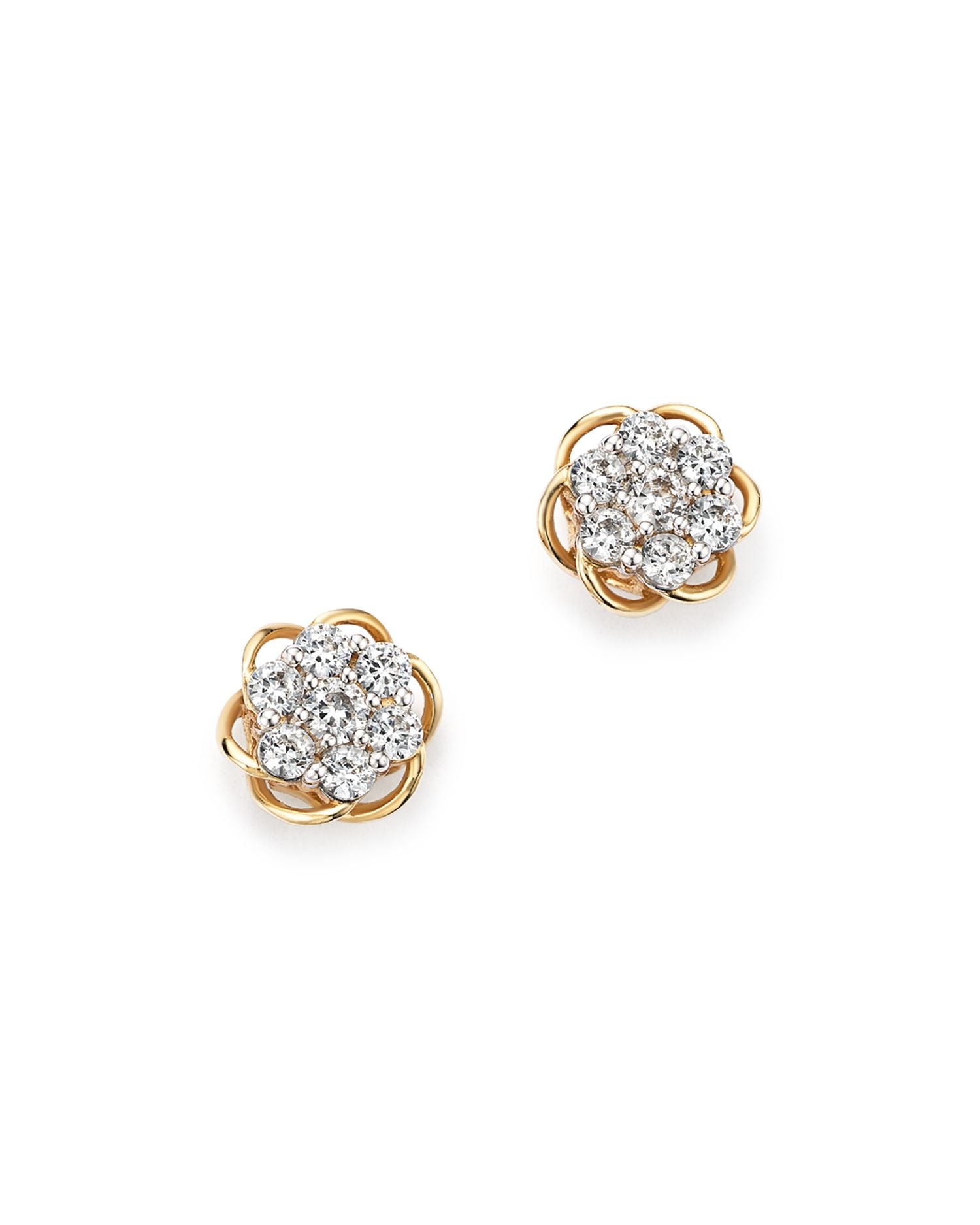 Diamond Flower Stud Earrings in 14K Yellow and White Gold, .50 ct. t.w. - Exclusive