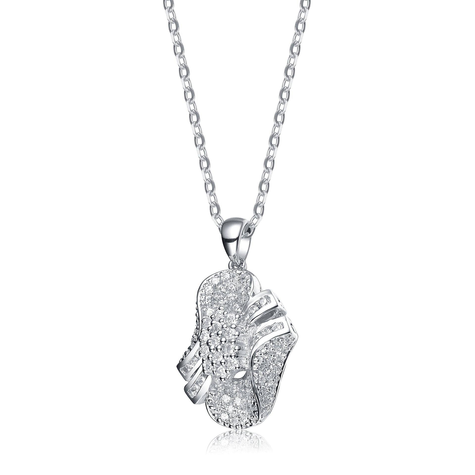 Sterling Silver White Cubic Zirconia Flowing Design Pendant
