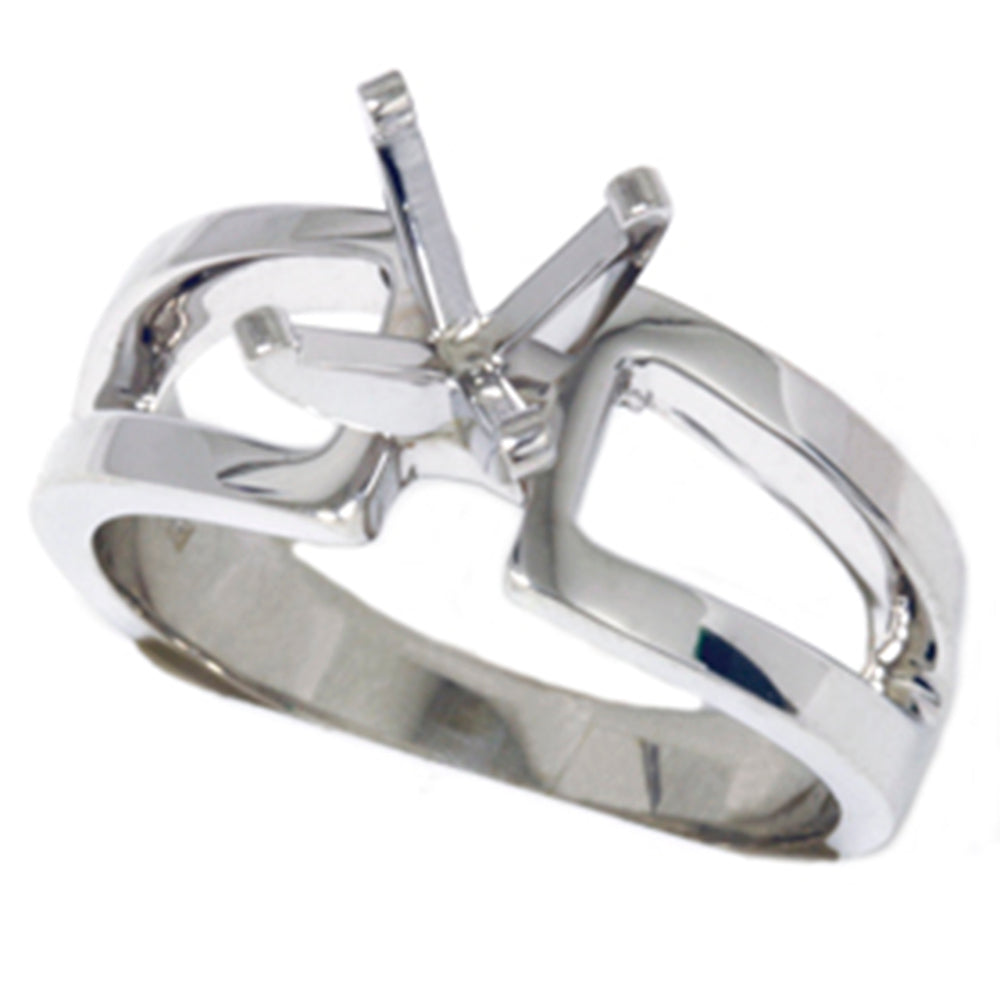 Contemporary Solitaire Engagement 14K White Gold Ring Setting