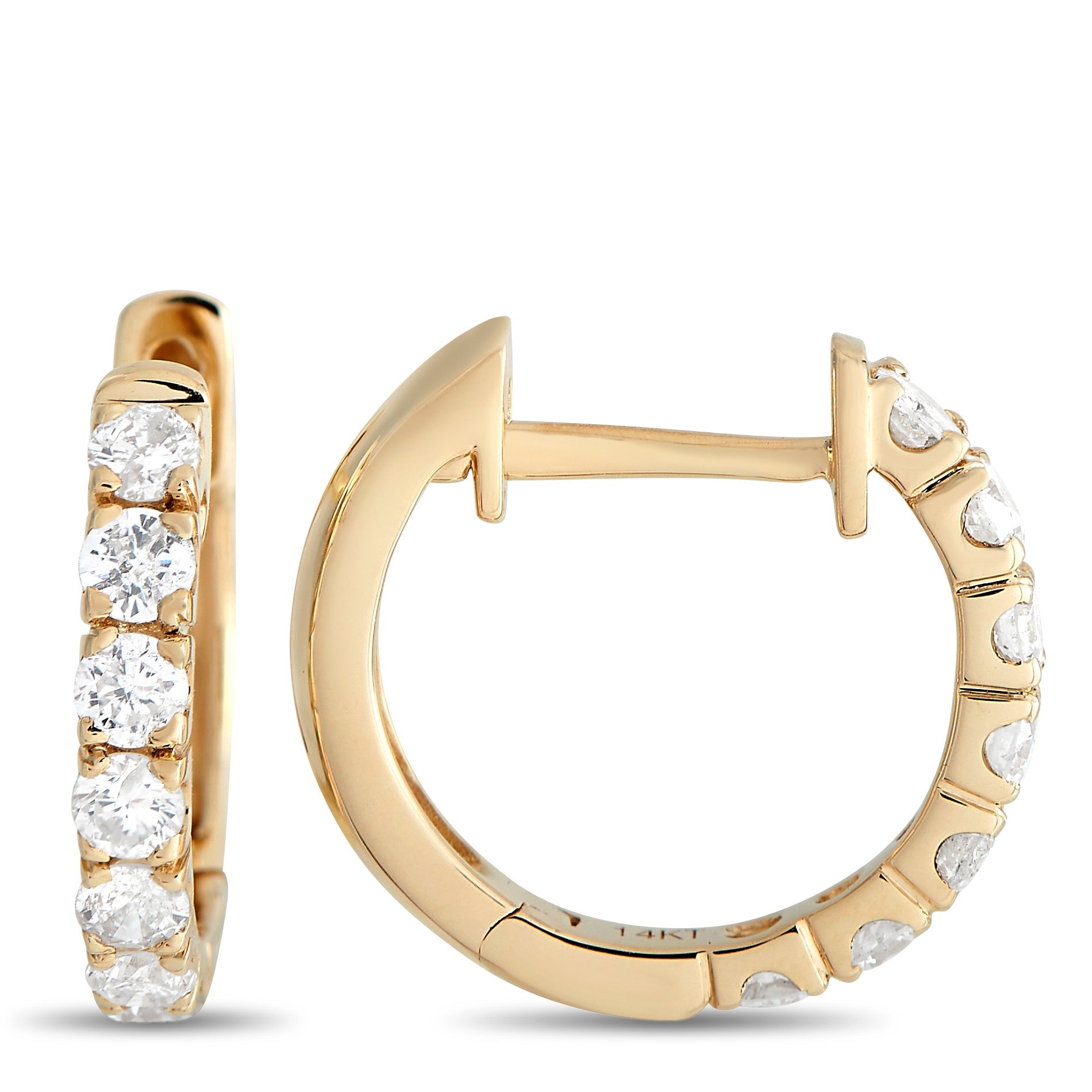 LB Exclusive 14K Yellow Gold 0.59ct Diamond Hoop Earrings