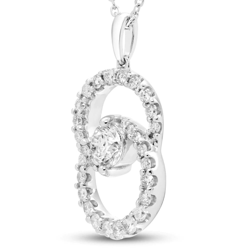1Ct T.W. Circled By Love Diamond Pendant 10k White Gold Women's Necklace