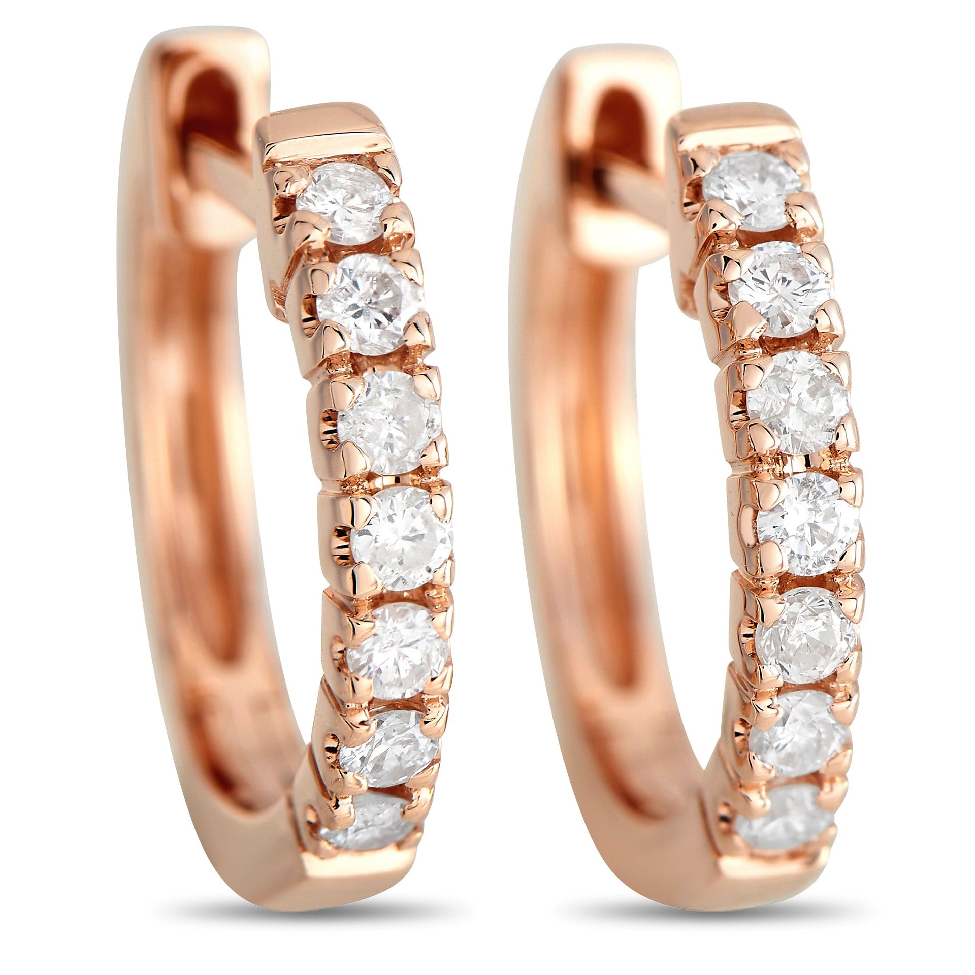 LB Exclusive 14K Rose Gold 0.25ct Diamond Hoop Earrings