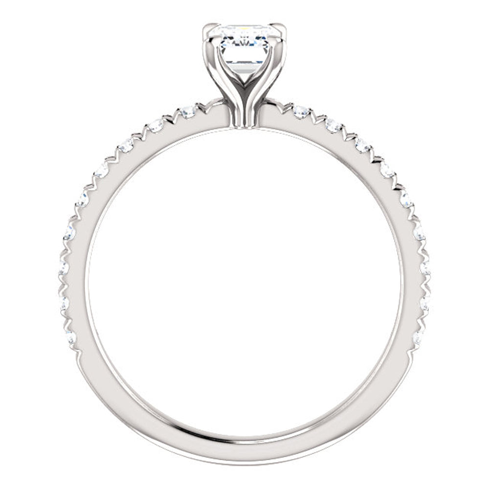 1 1/2 Ct Emerald Cut Diamond Engagement Ring 14k White Gold