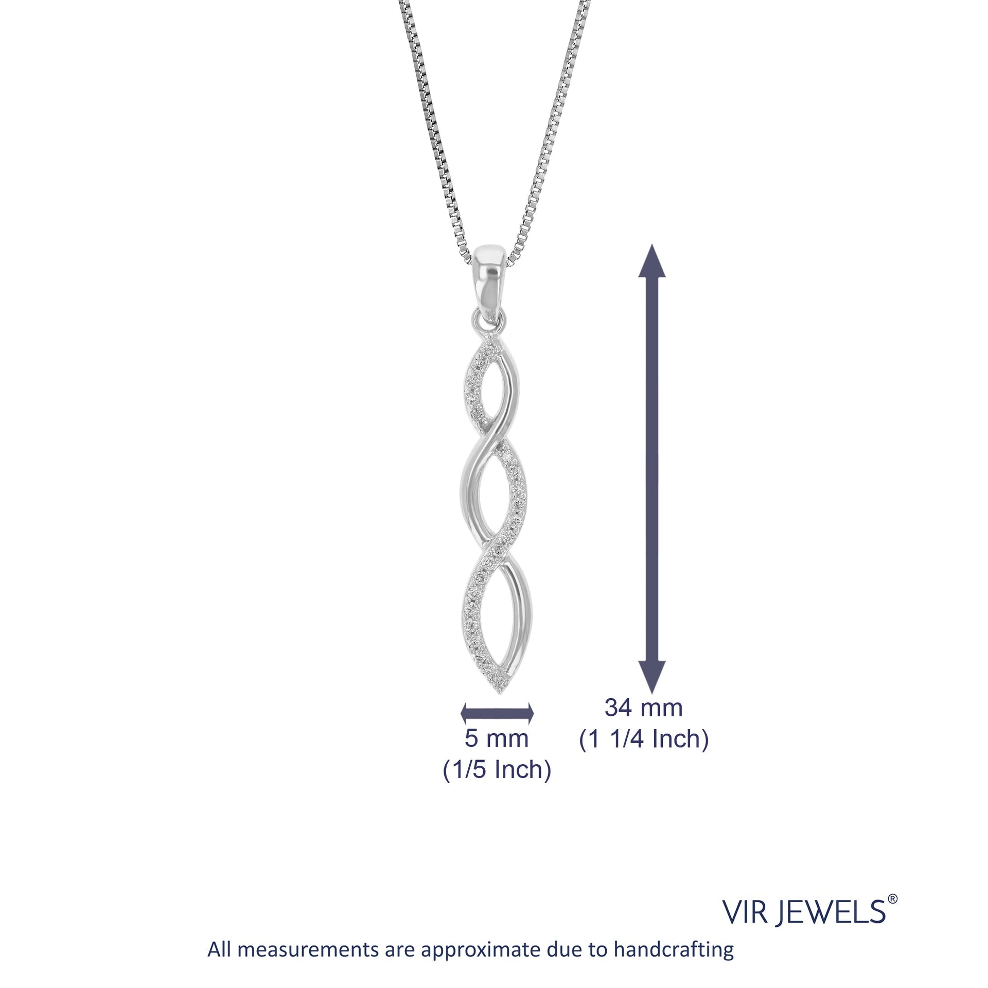 1/10 cttw Lab Grown Diamond Pendant Necklace .925 Sterling Silver 1/5 Inch With 18 Inch Chain