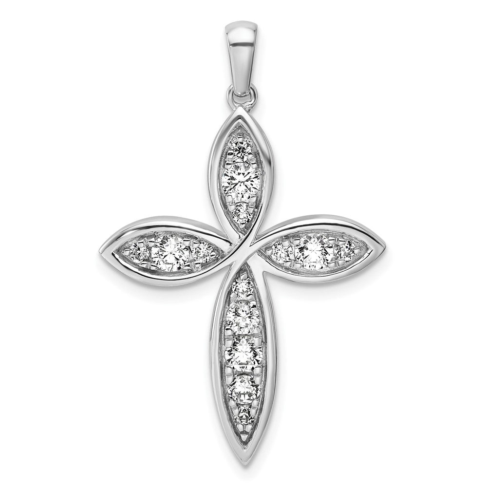 14K White Gold Lab Grown Diamond Cross Pendant (0.75ct VS G-H)