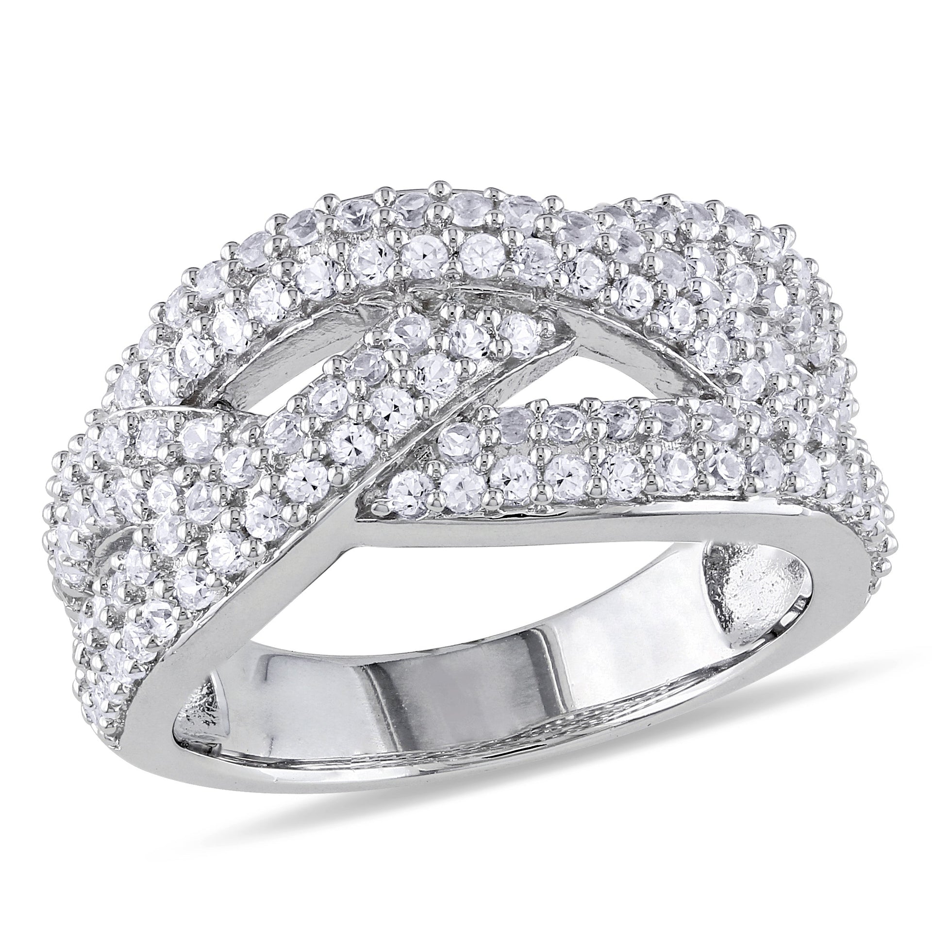 1 1/4 ct TW Created White Sapphire Braided Ring in Sterling Silver