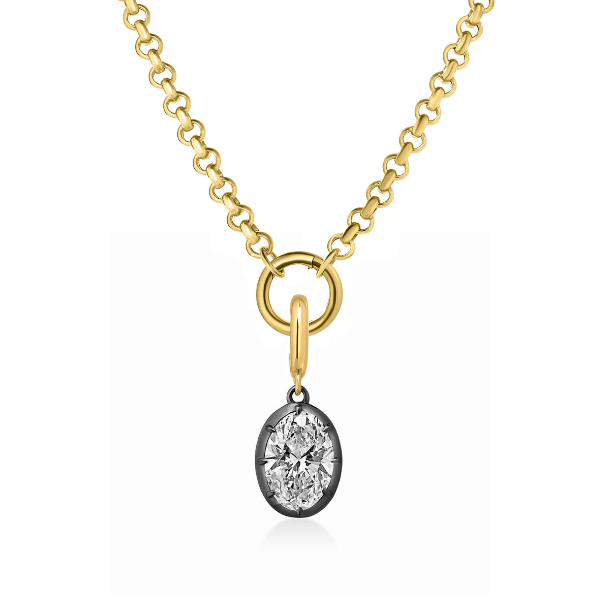 Georgian Oval Lab Diamond Rolo Necklace