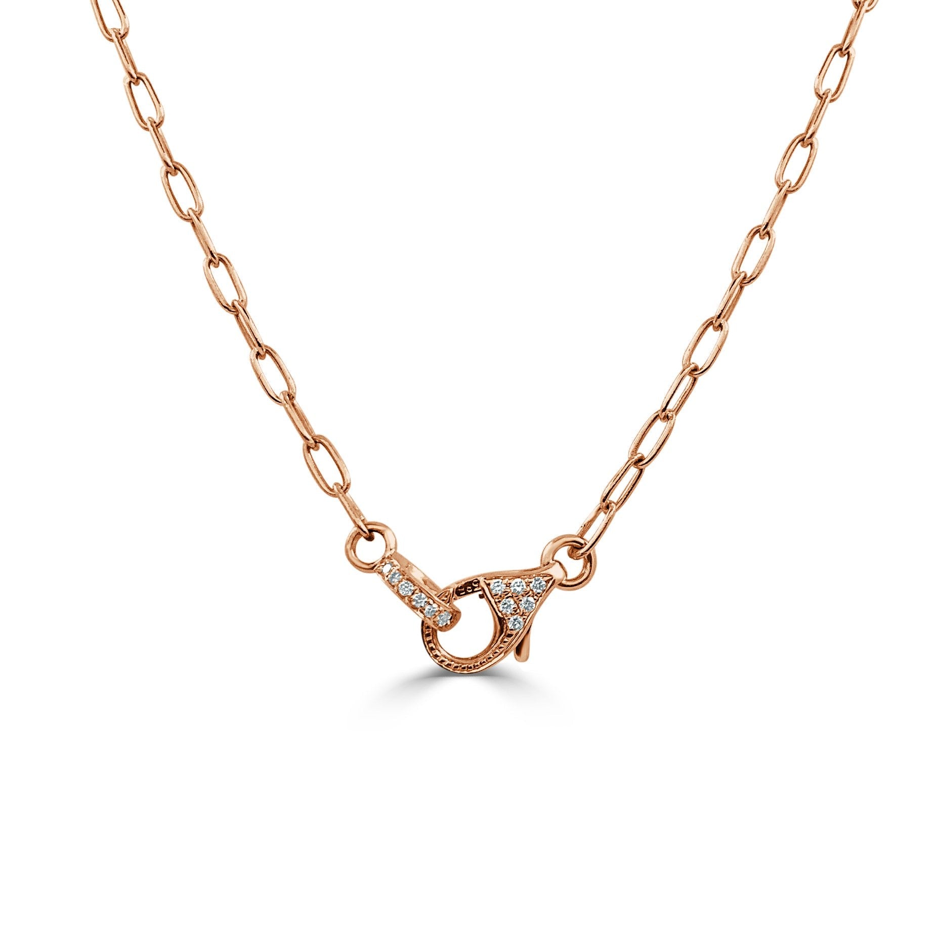 14k Gold & Diamond Paperclip Link Necklace