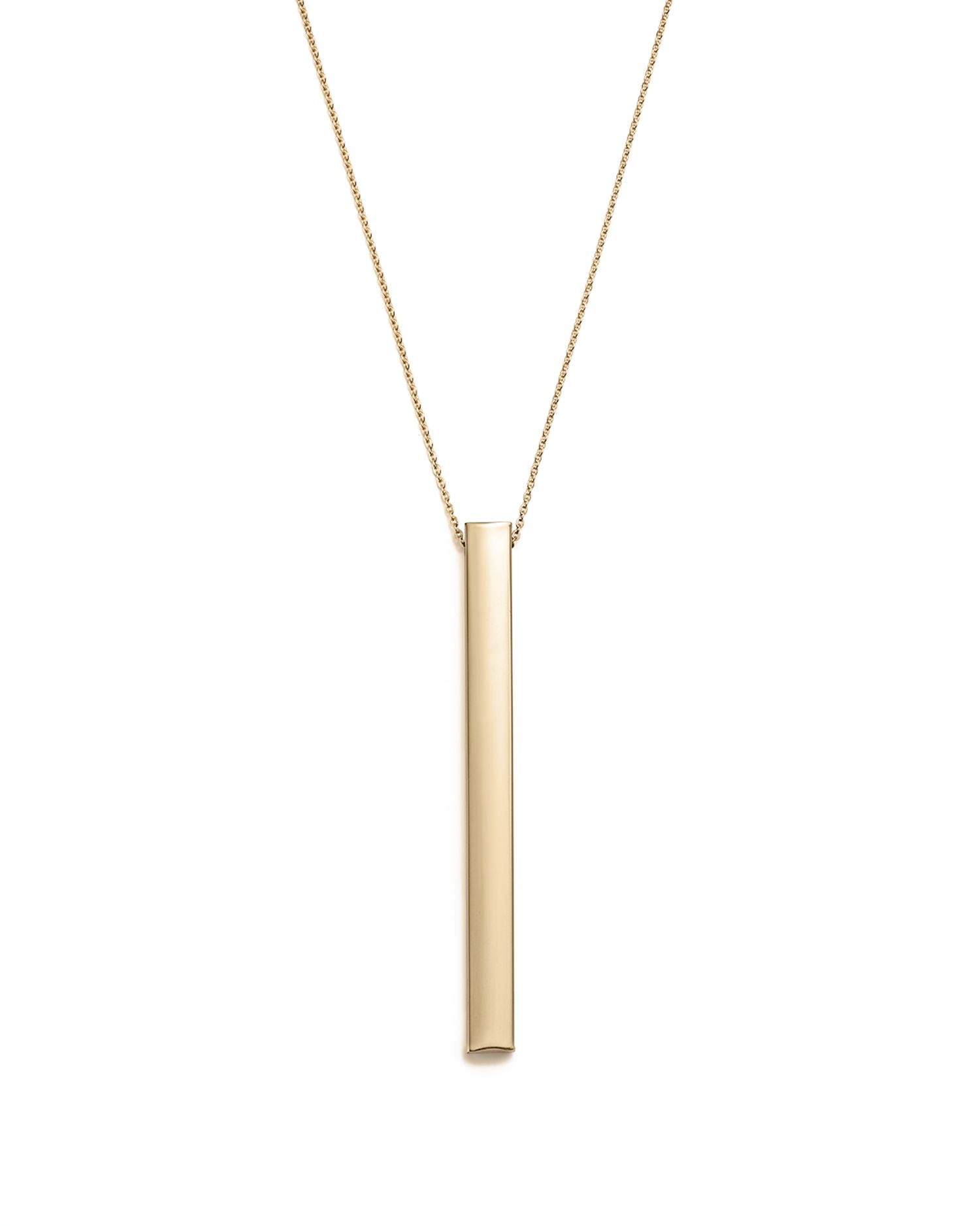 14K Yellow Gold Bar Pendant Necklace, 18' - Exclusive