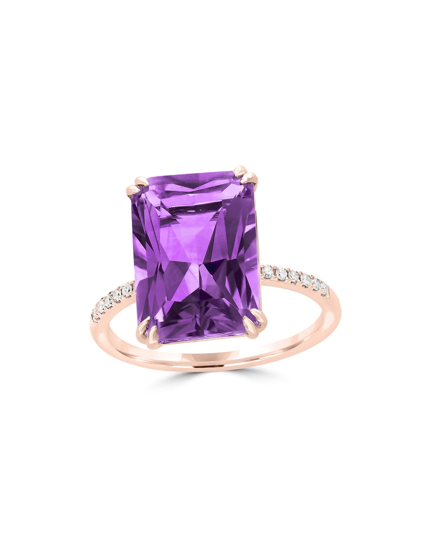 Amethyst and Diamond Statement Ring in 14K Rose Gold - Exclusive