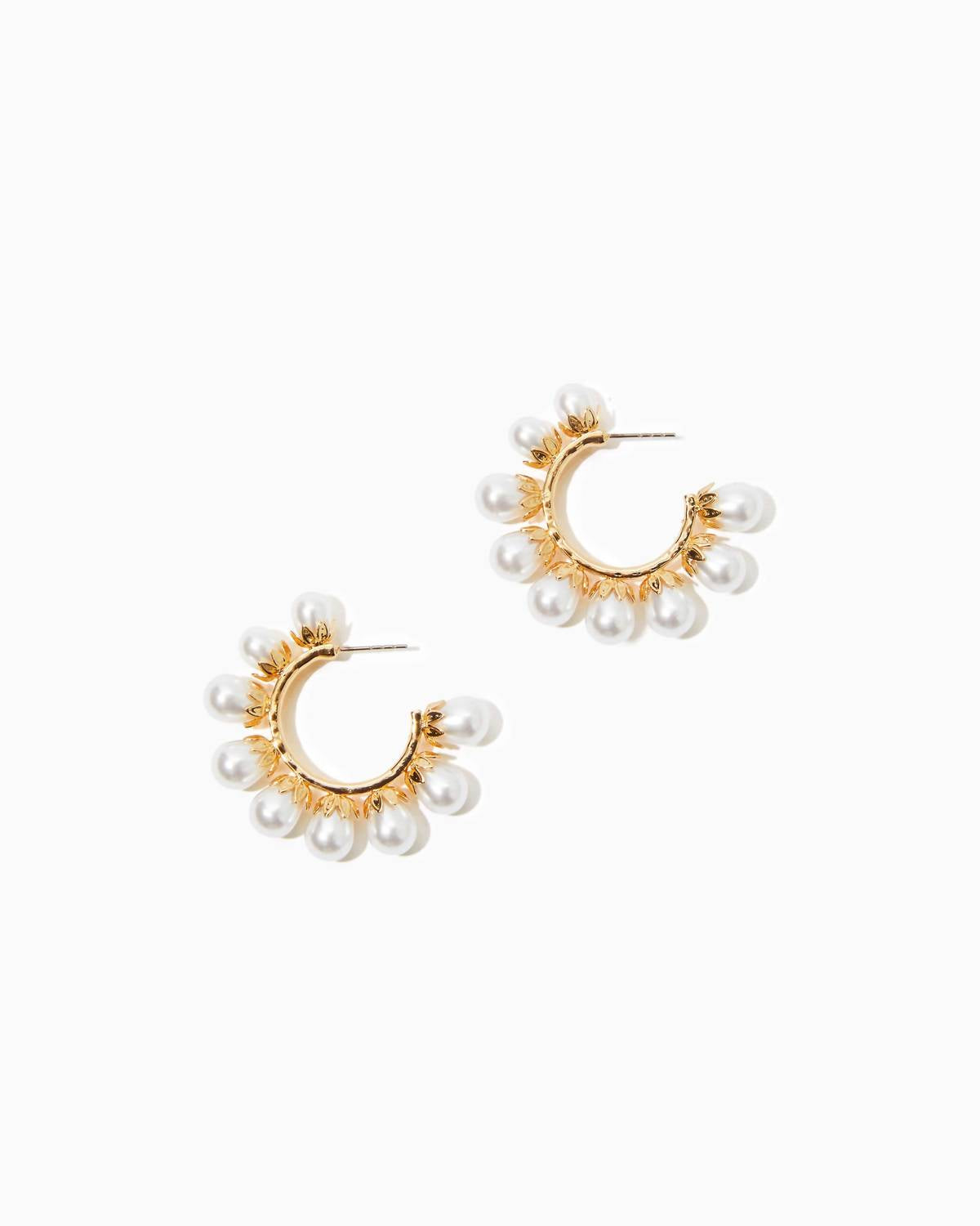 Women's Pearl Perfect Hoop Earrings In White