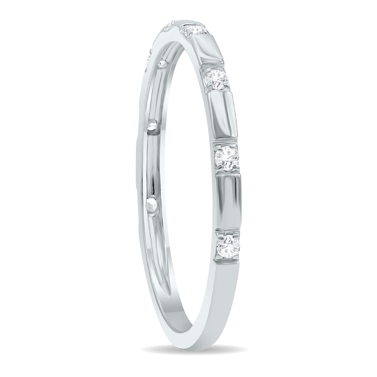 Women's 1/10 Carat TW Thin Diamond Wedding Or Fashion Band In 10K White Gold