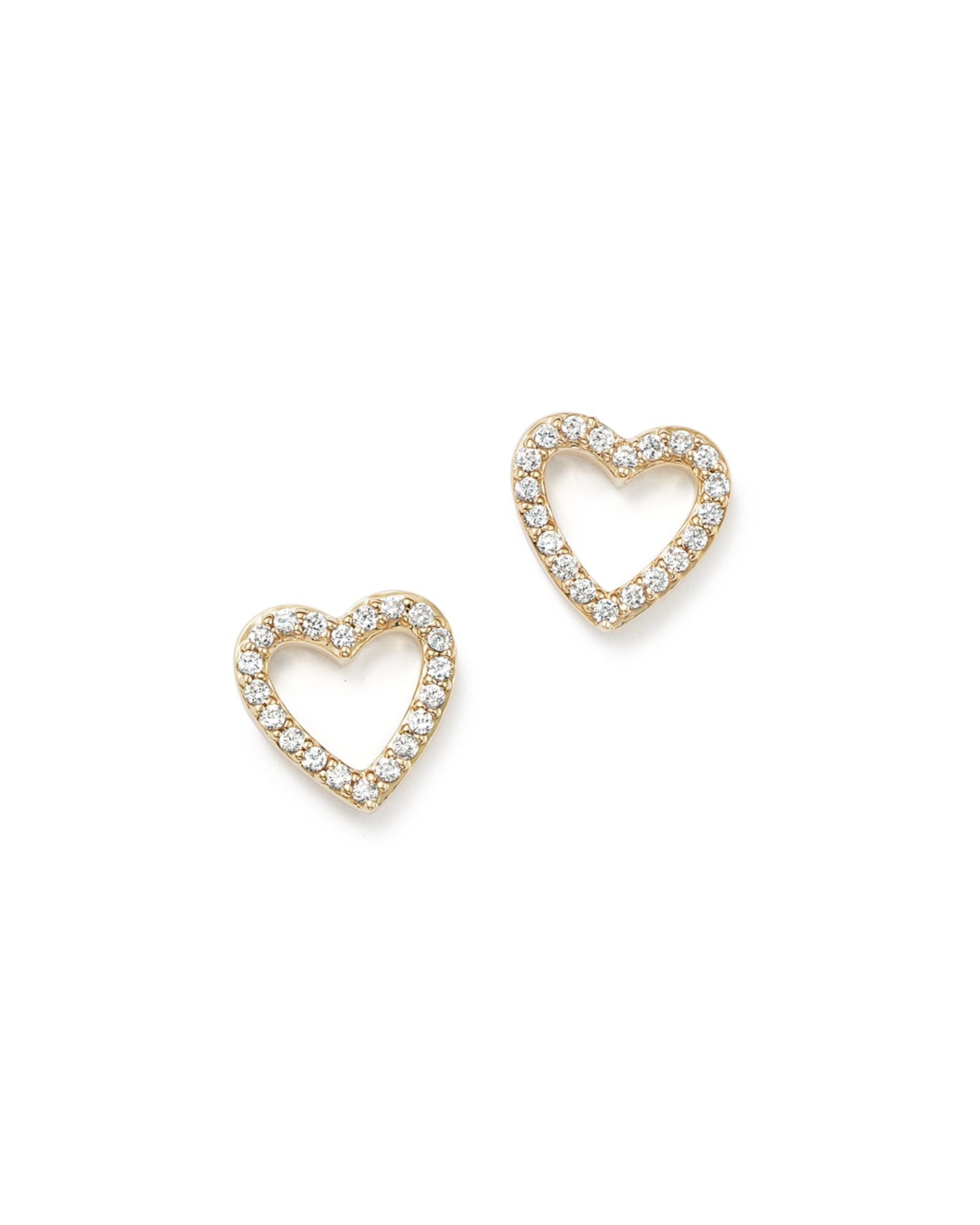 Diamond Heart Stud Earrings in 14K Yellow Gold, .20 ct. t.w. - Exclusive