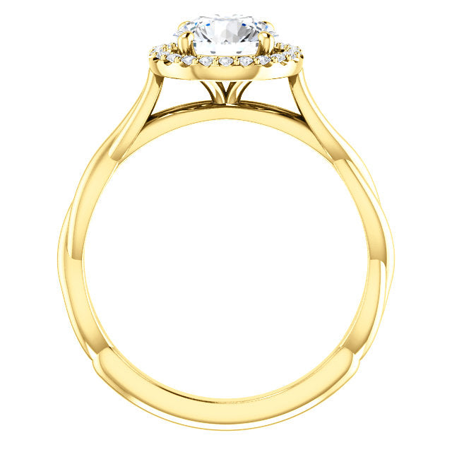 1ct Diamond Halo Vintage Round Cut Intertwined Band 14k Yellow Gold