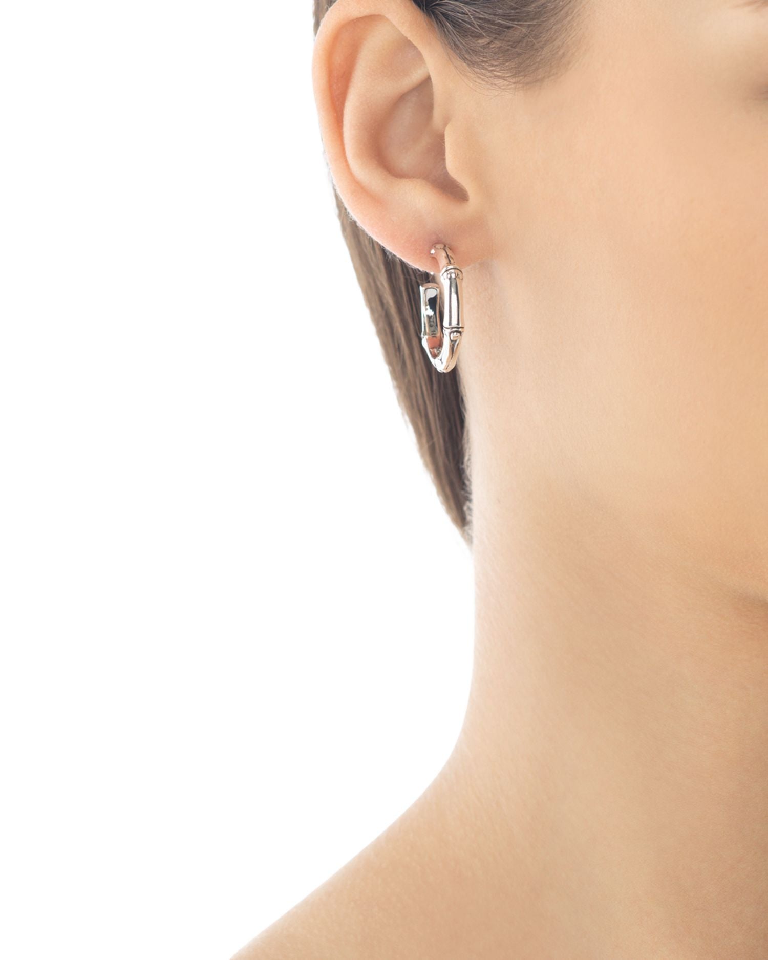 Sterling Silver Bamboo Small Hoop Earrings