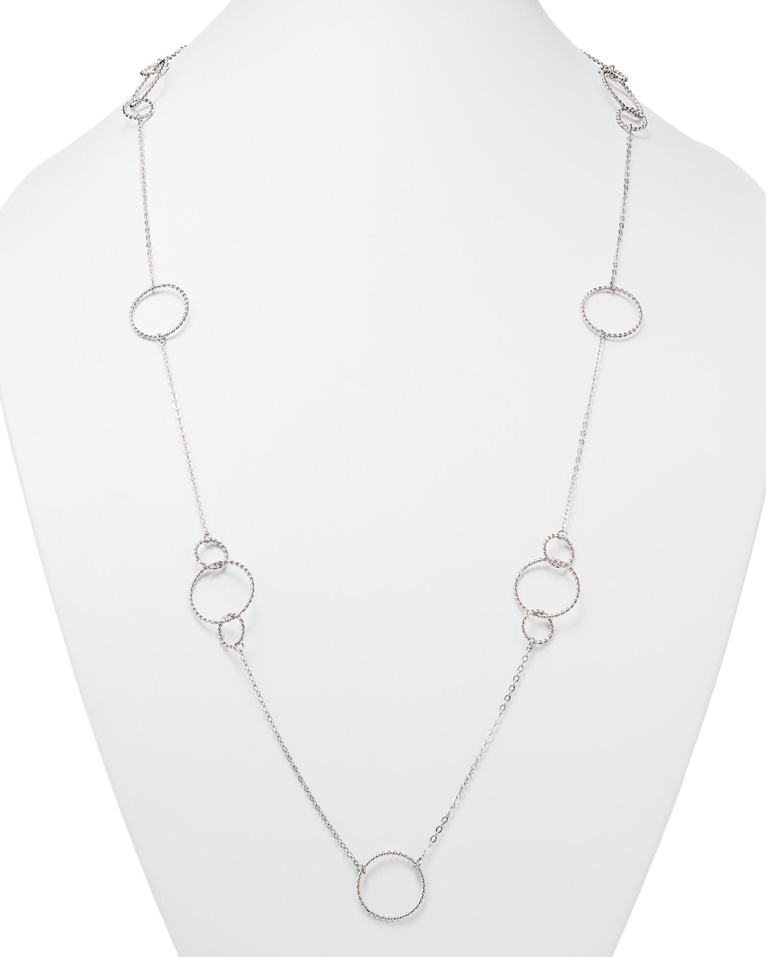 Sterling Silver Twisted Circles Station Necklace, 36' - Exclusive