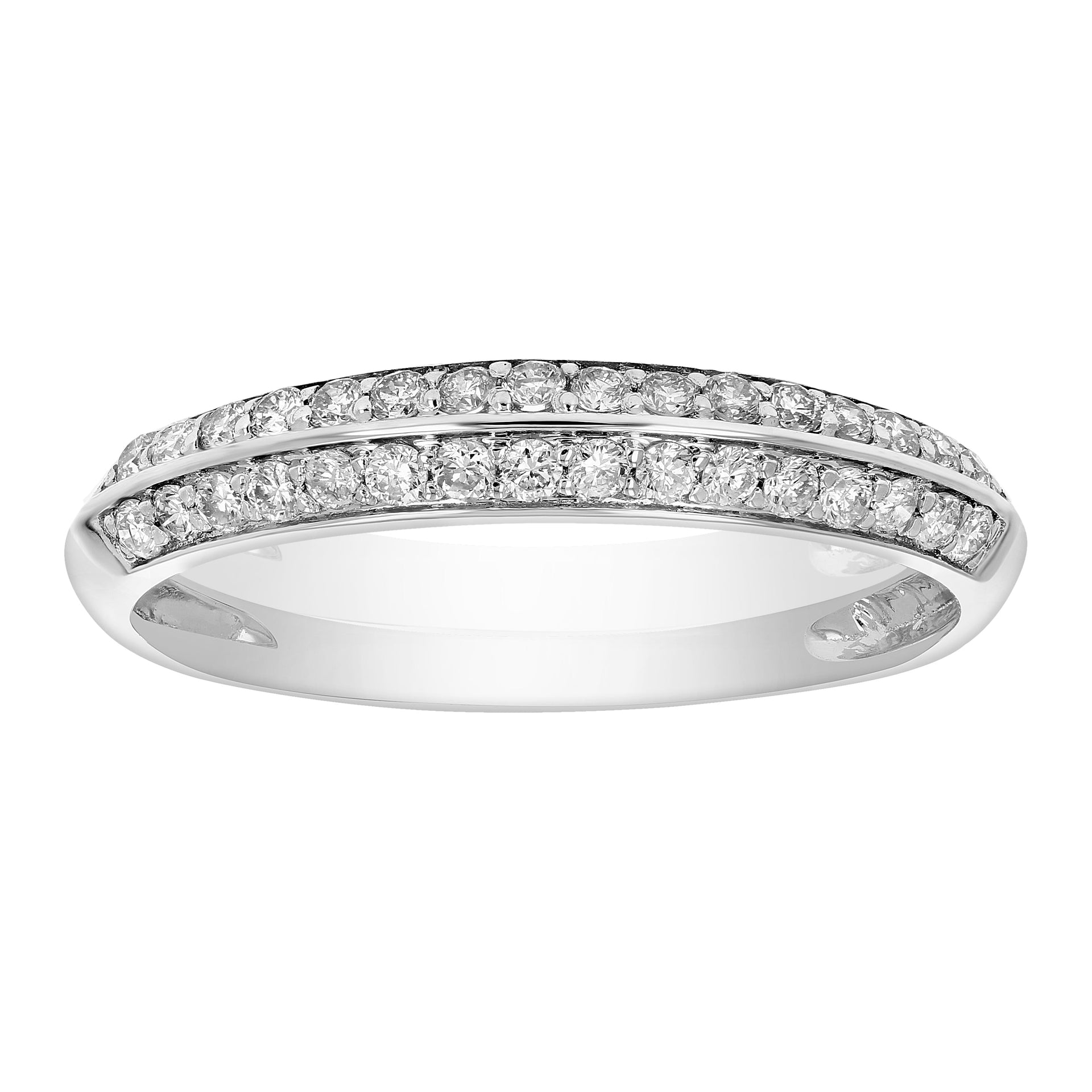 1/3 cttw Diamond Wedding Band For Women, Two Row Diamond Wedding Band in 14K White Gold Prong Set