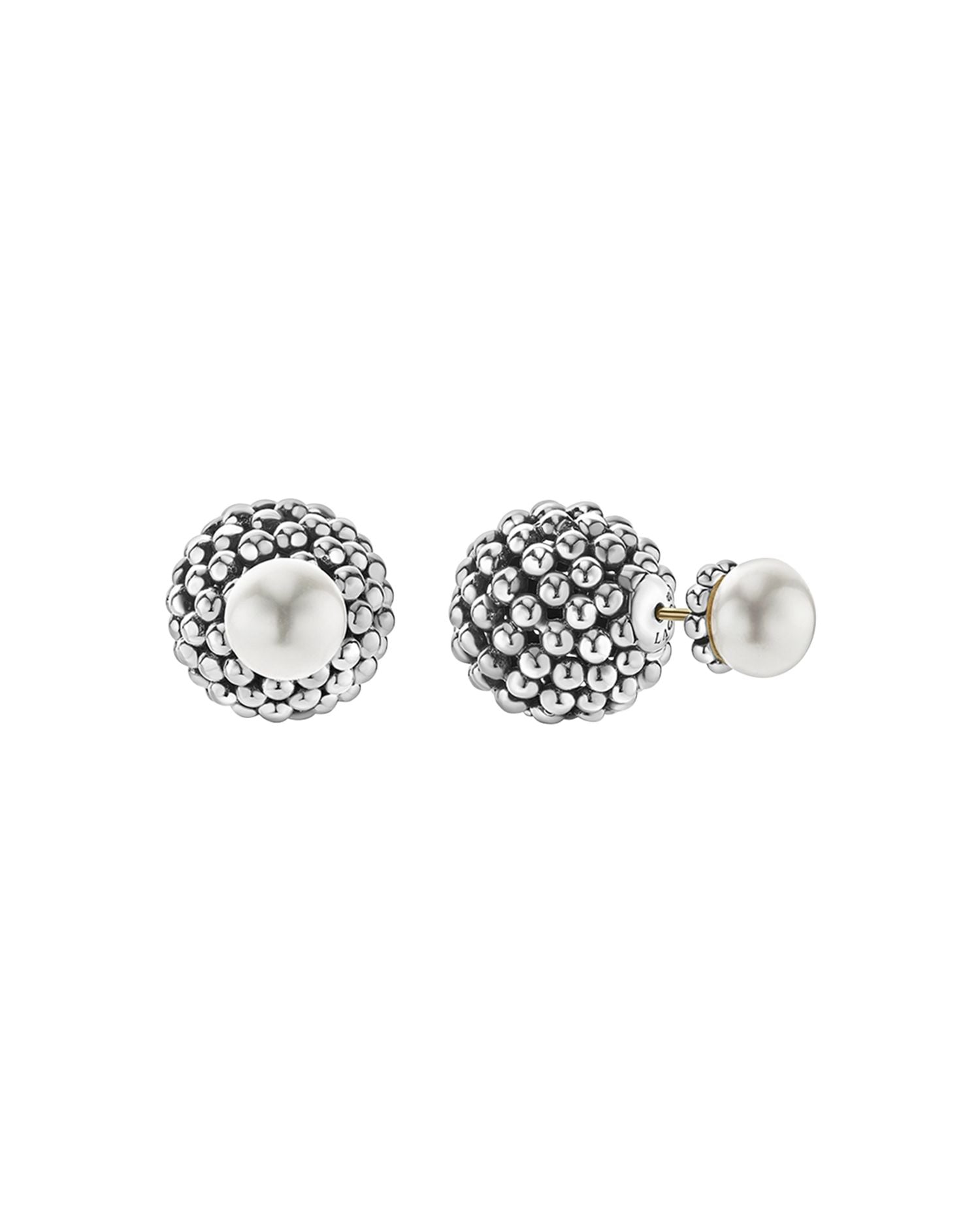 Sterling Silver Signature Caviar Cultured Freshwater Pearl Front-Back Earrings