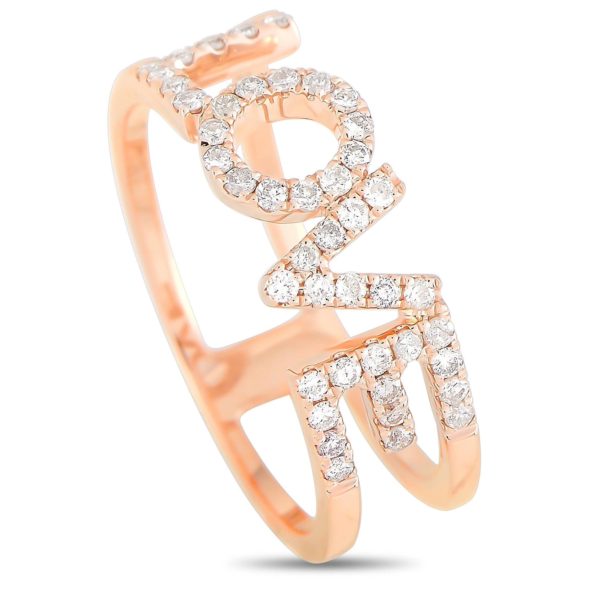 14K Rose Gold 0.35 ct Diamond Love Ring