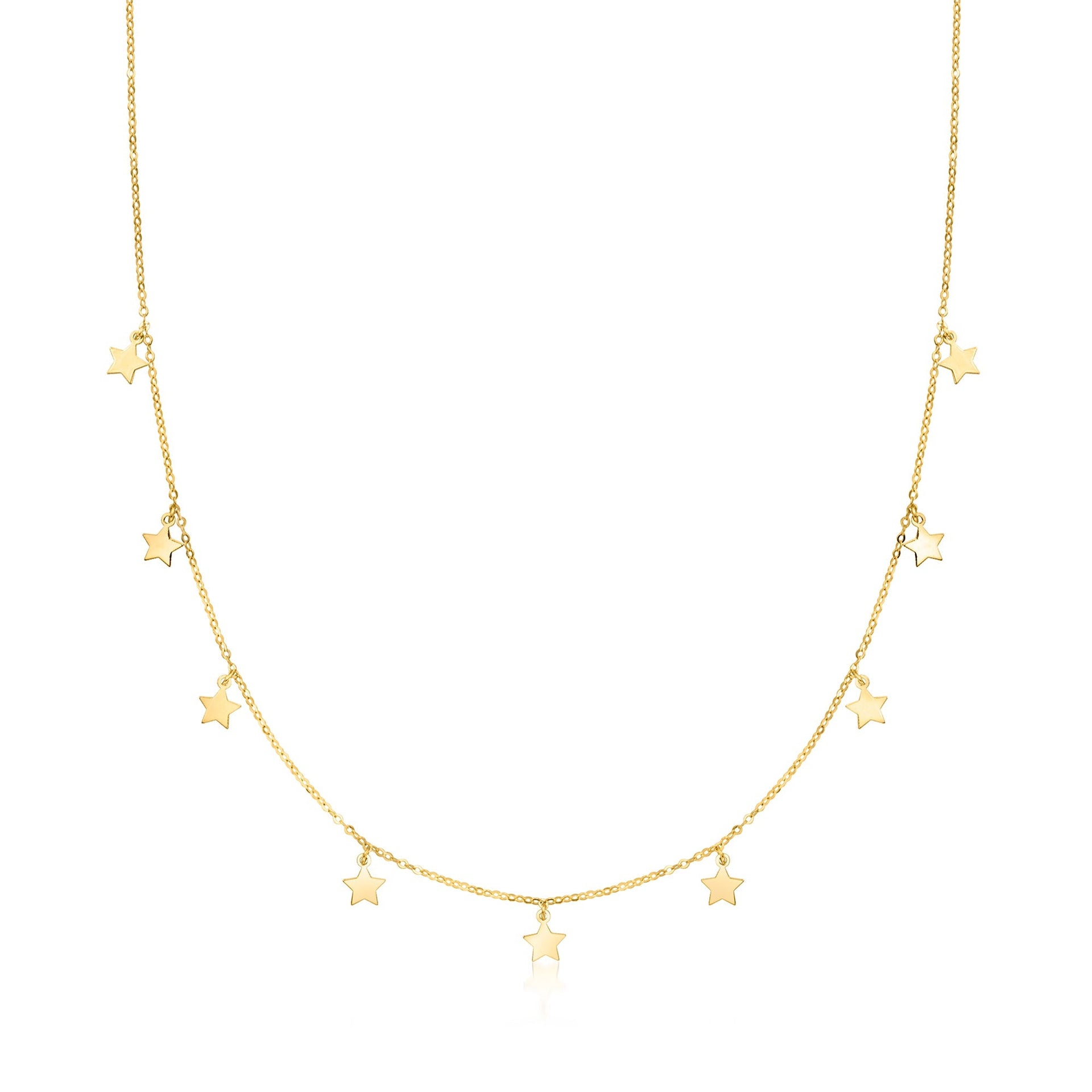 Canaria Fine Jewelry Italian 10kt Yellow Gold Mini Star Station Necklace