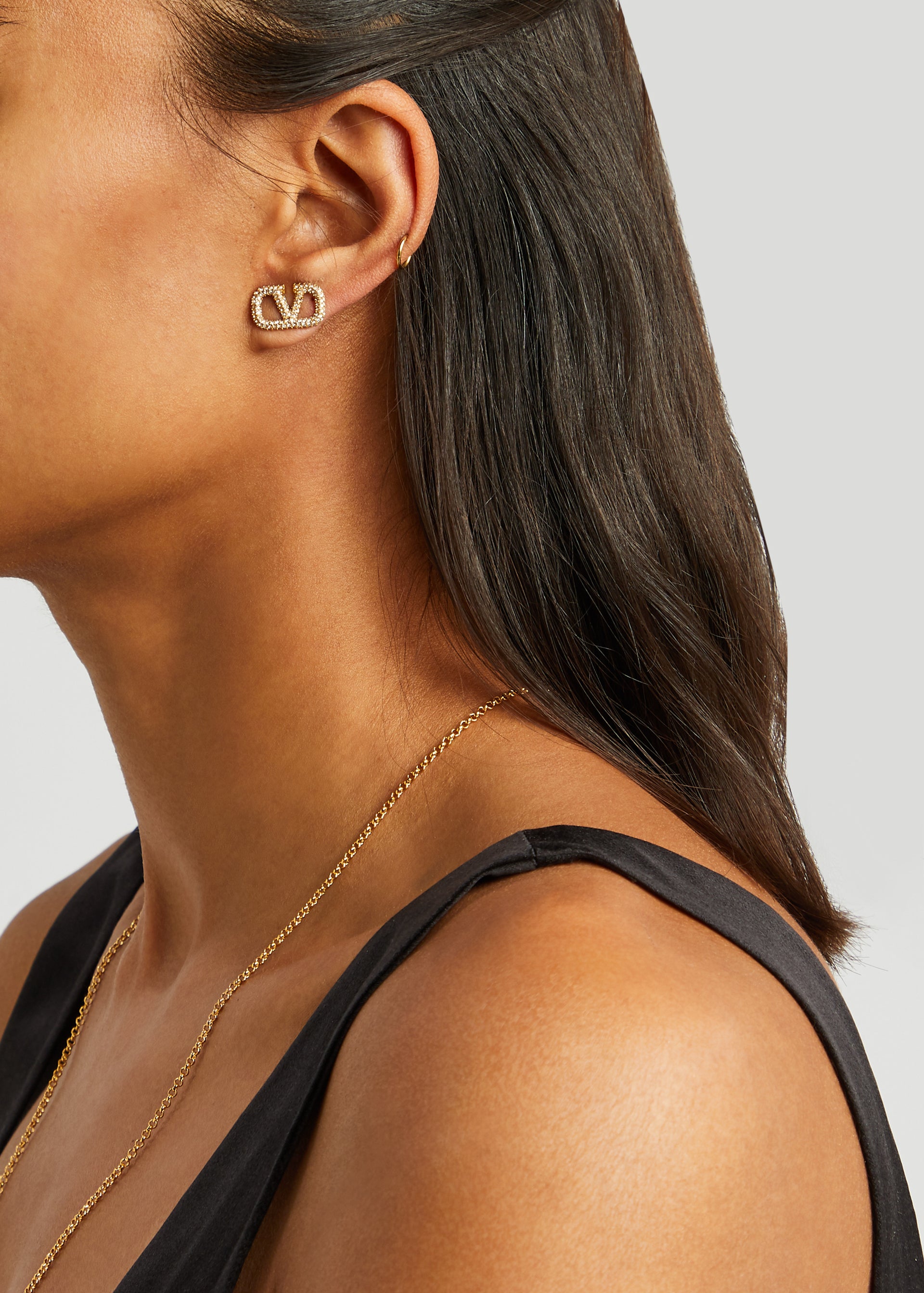 VLogo crystal-embellished stud earrings