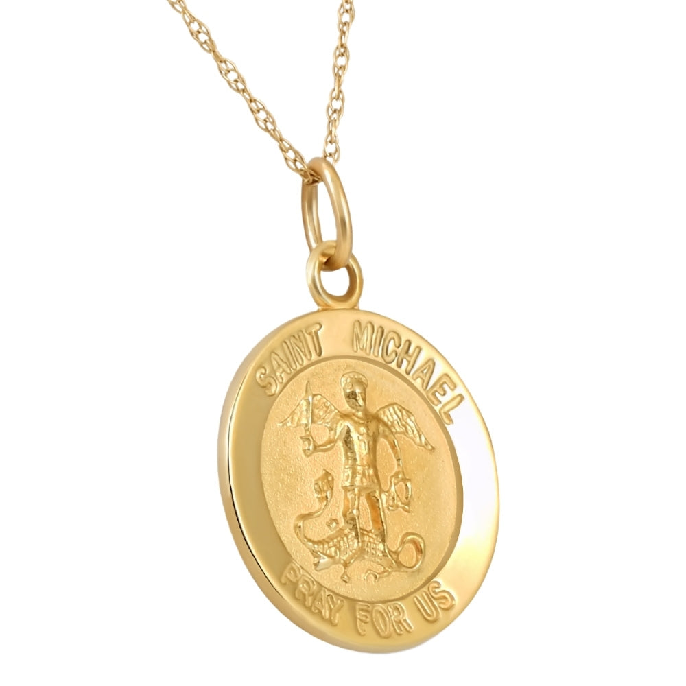 14k Yellow Gold St. Michael Medal Pendant .5' Tall 1 Gram