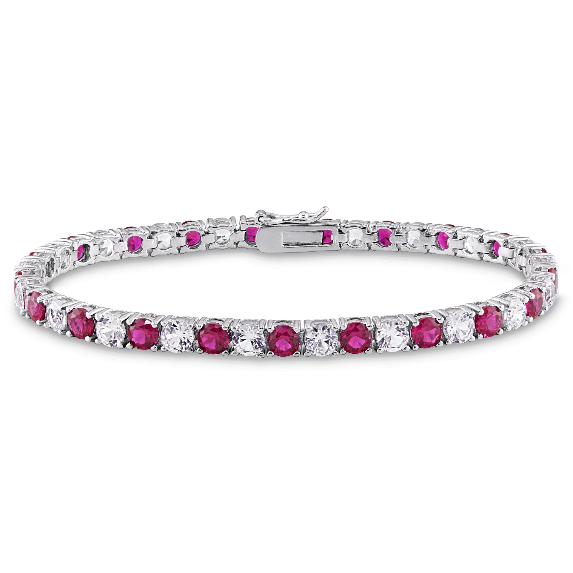 Mimi & Max 14 1/2ct TGW Created Ruby and Created White Sapphire Bracelet in Sterling Silver