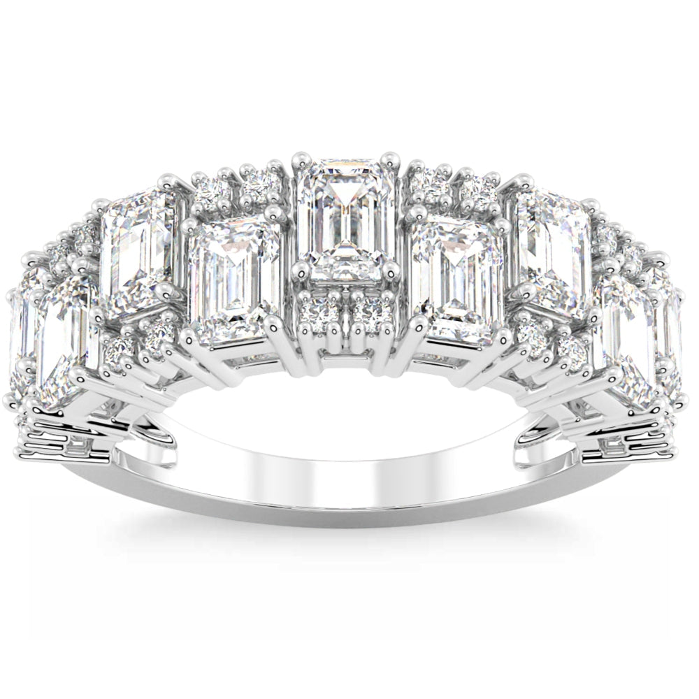 3Ct Emerald Cut Wedding Ring Anniversary Band 14k Gold Lab Grown