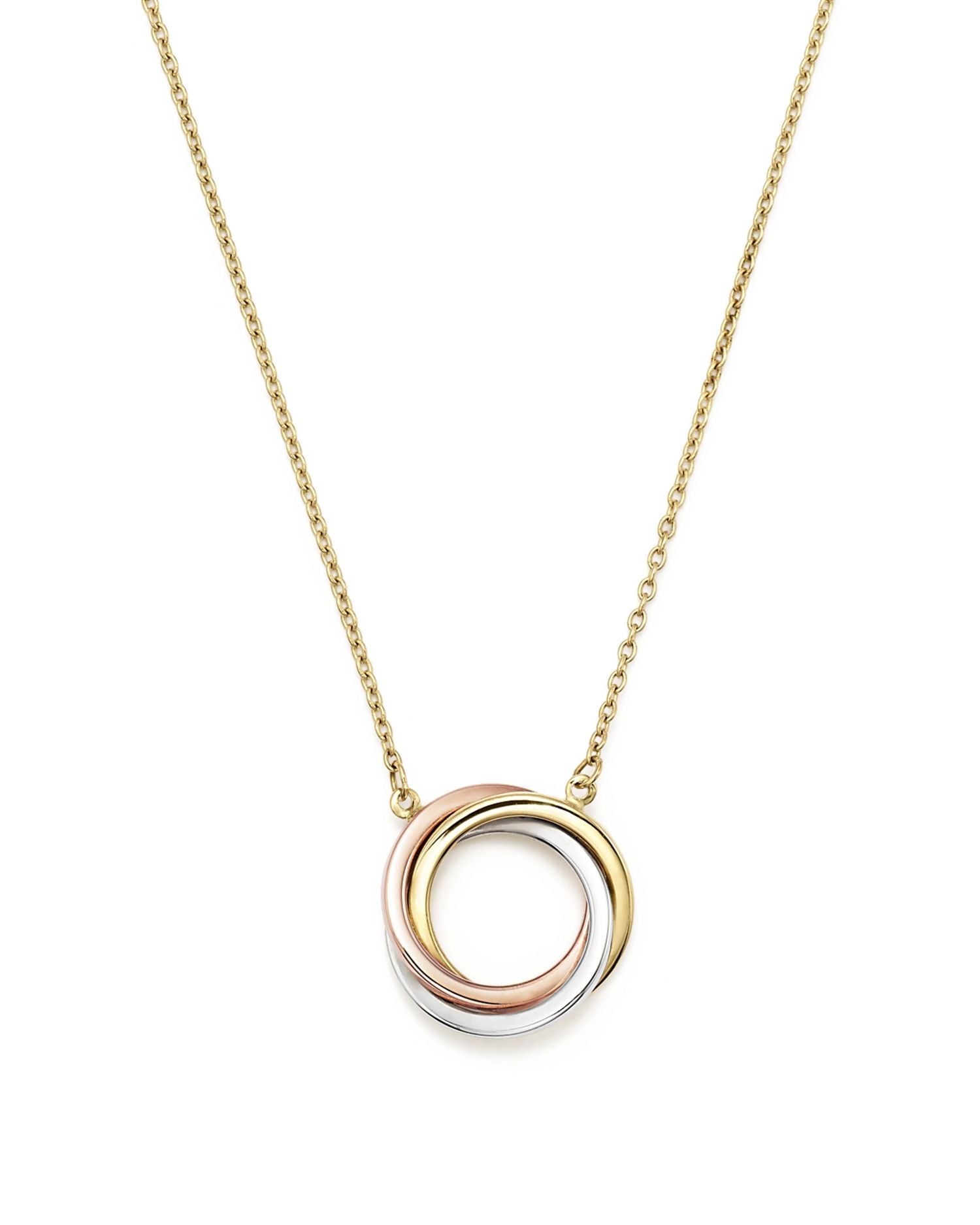 14K Rose, Yellow and White Gold Ring Pendant Necklace, 18' - Exclusive