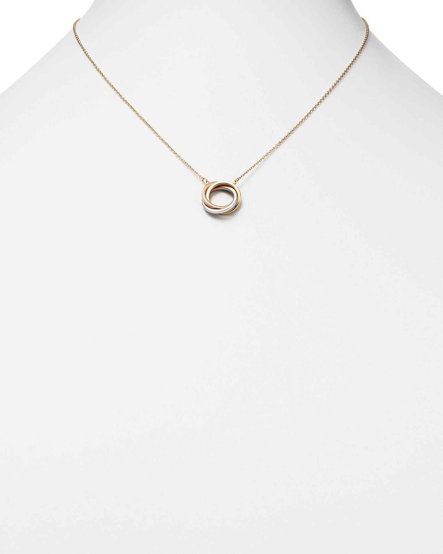 14K Rose, Yellow and White Gold Ring Pendant Necklace, 18' - Exclusive