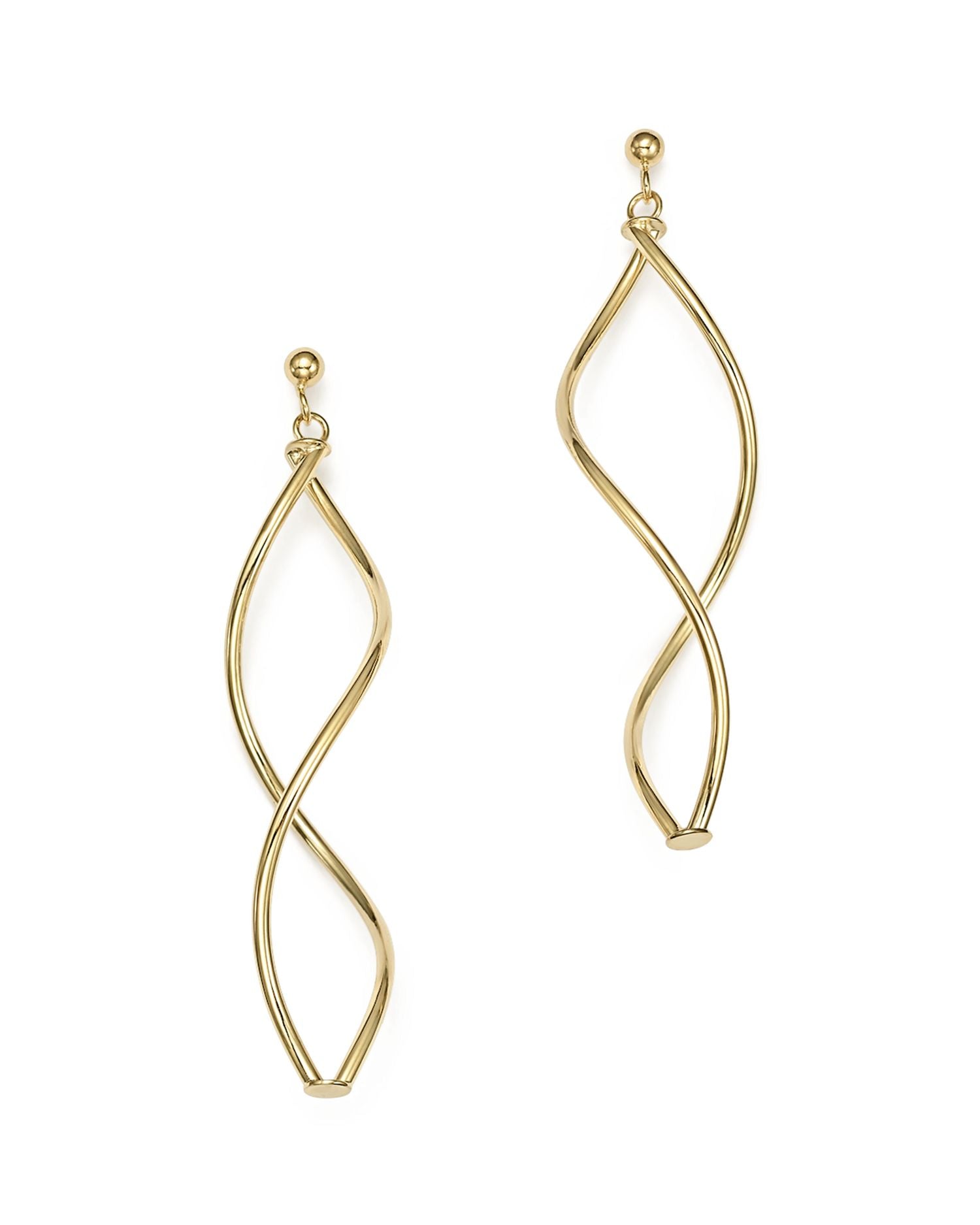 14K Yellow Gold Double Twisted Drop Earrings - Exclusive