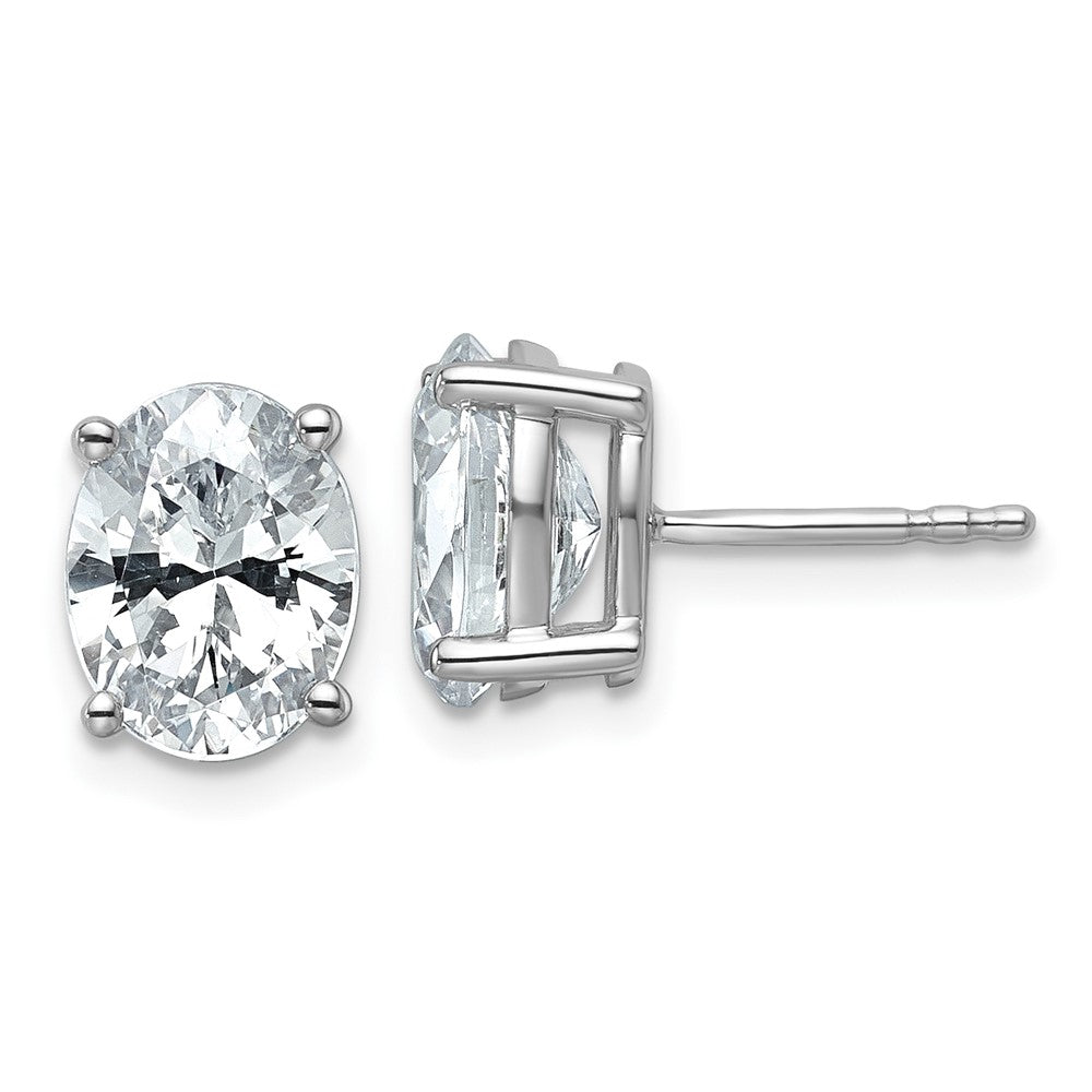 14k White Gold 3 CT Oval Lab Grown Diamond Stud Earrings VS Clarity G-H Color