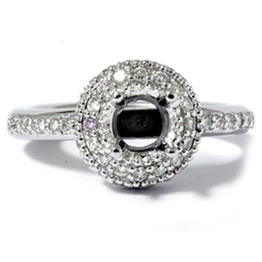 1/2 CT Antique Diamond Ring Setting 14K White Gold