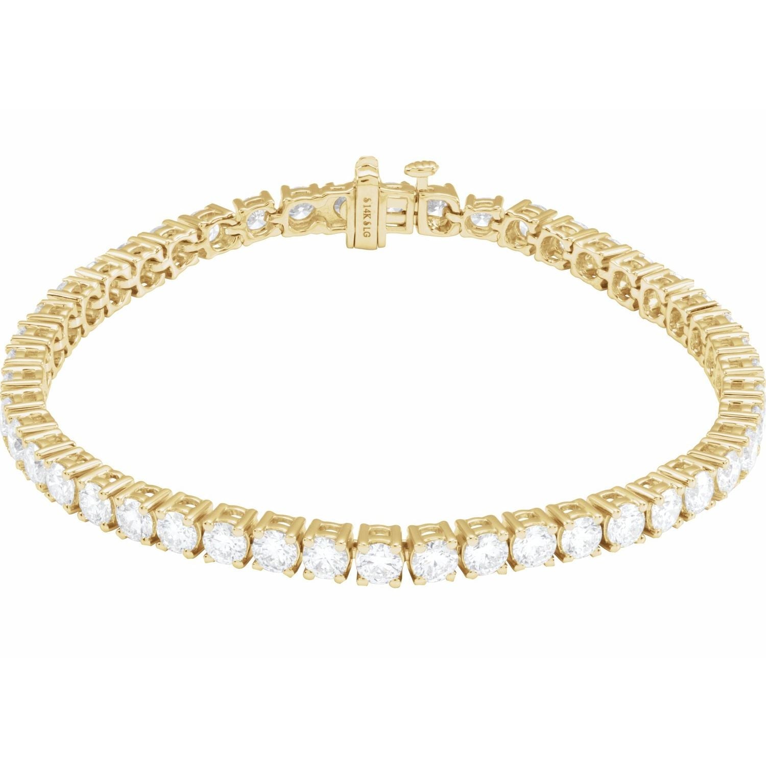 14k Yellow Gold 8 Ctw Lab-grown Diamond Line Bracelet 7'