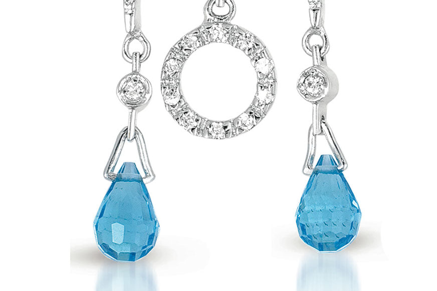 Sterling Silver Blue Topaz Cubic Zirconia Drop Earrings