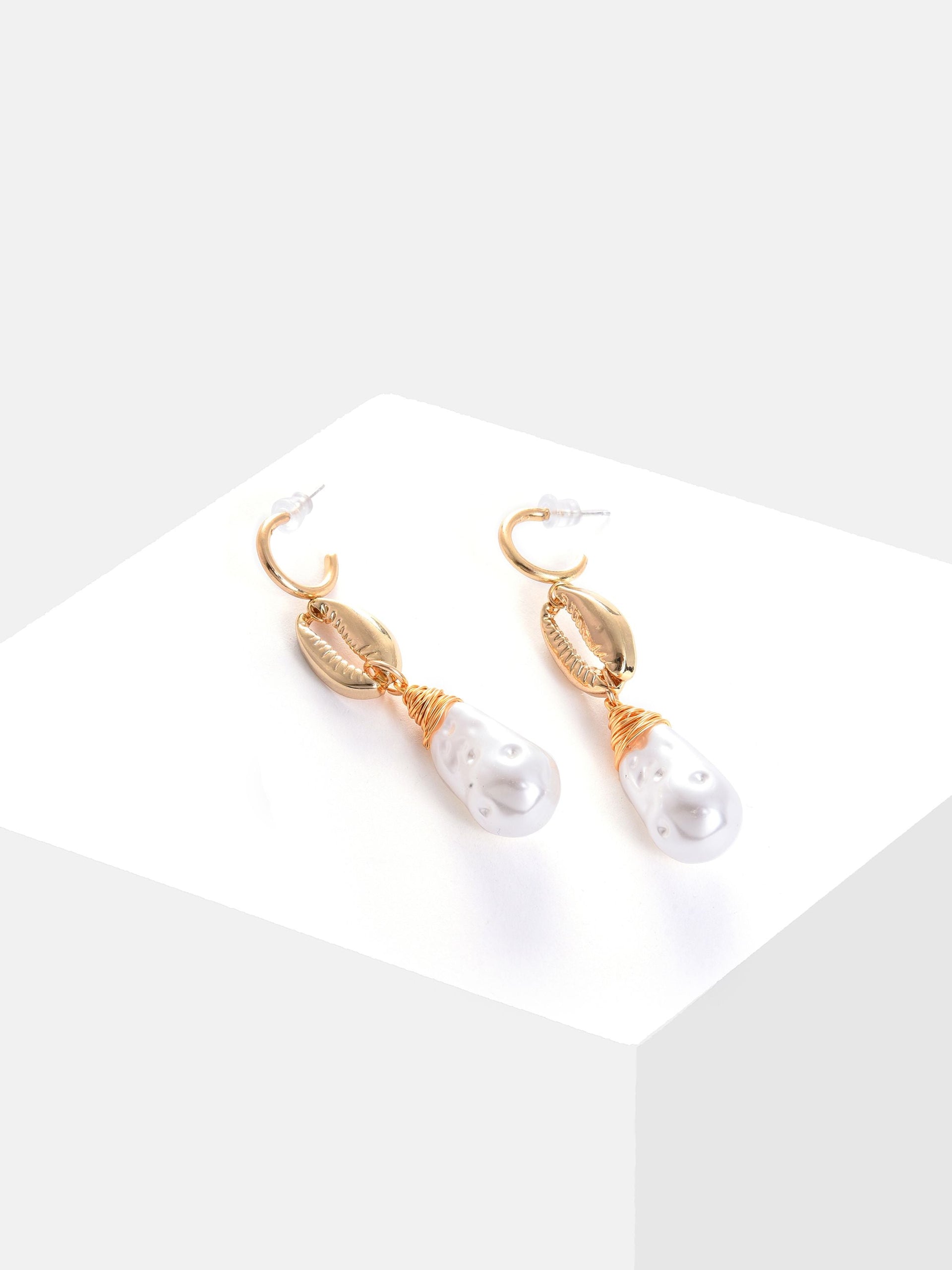 Gold Plated Pearl Beaded Drop Earring