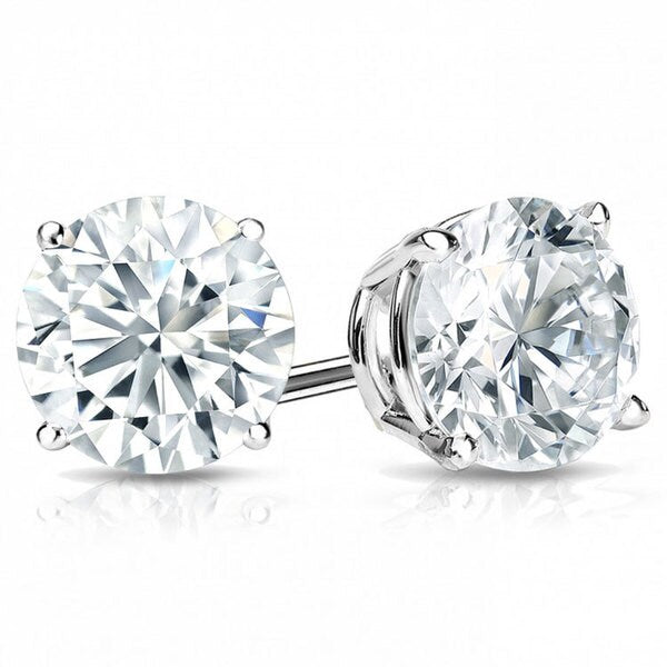 Suzy Levian 14K White Gold Classic Four-prong Diamond Stud Earrings - 0.75 ct