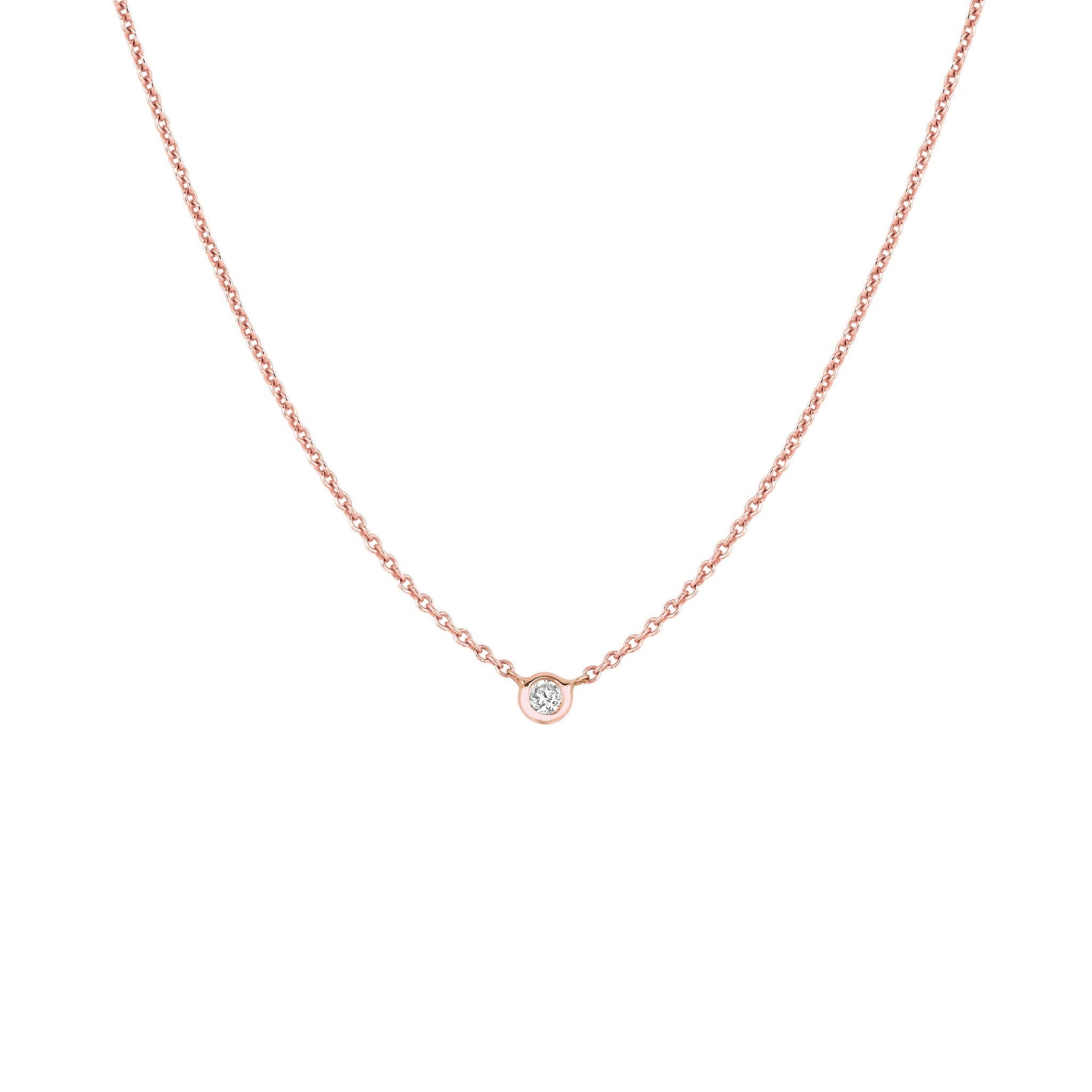 Diamond Solitaire Necklace (Small) Rose Gold