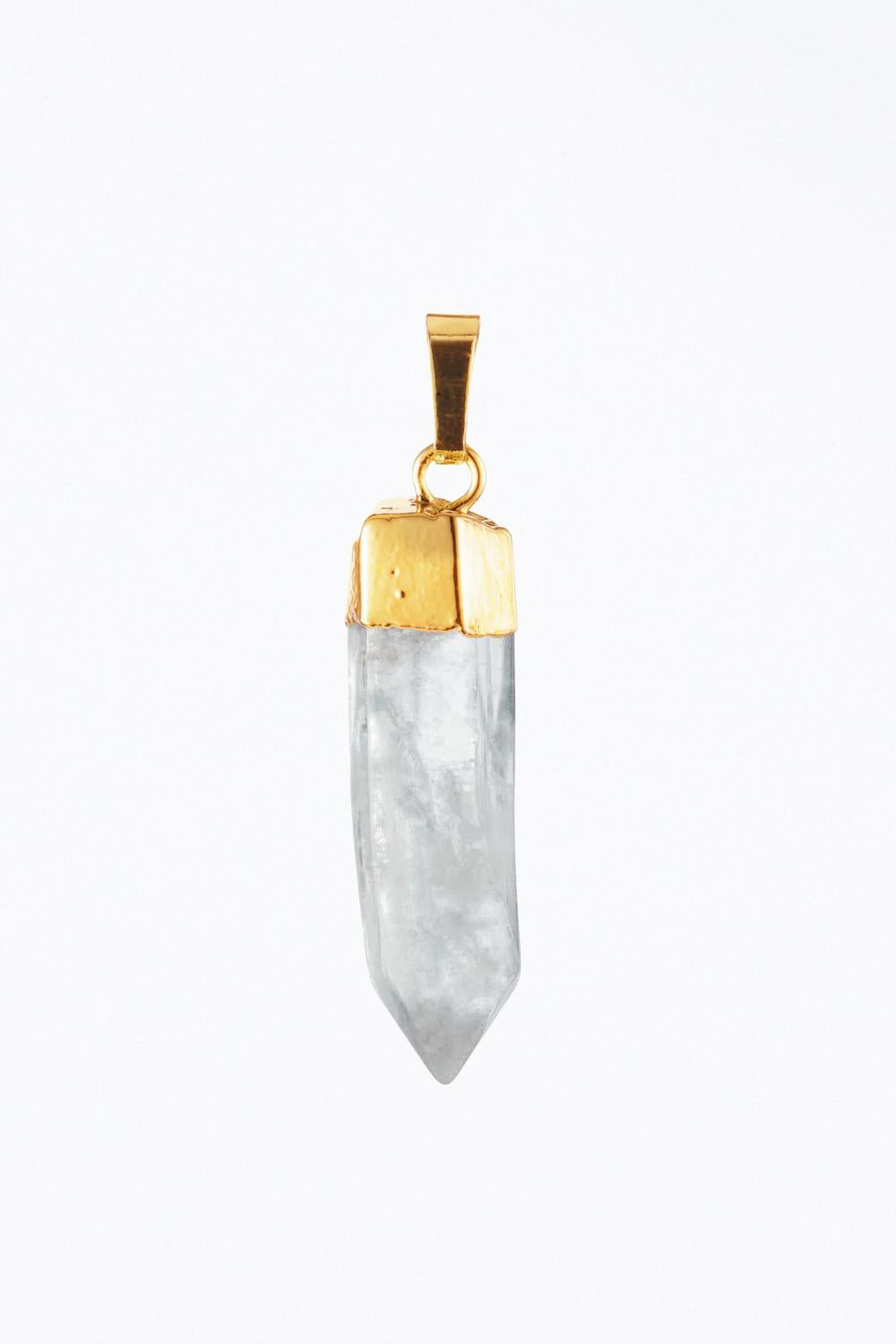 Rock Crystal Quartz Pendant In Clear/gold