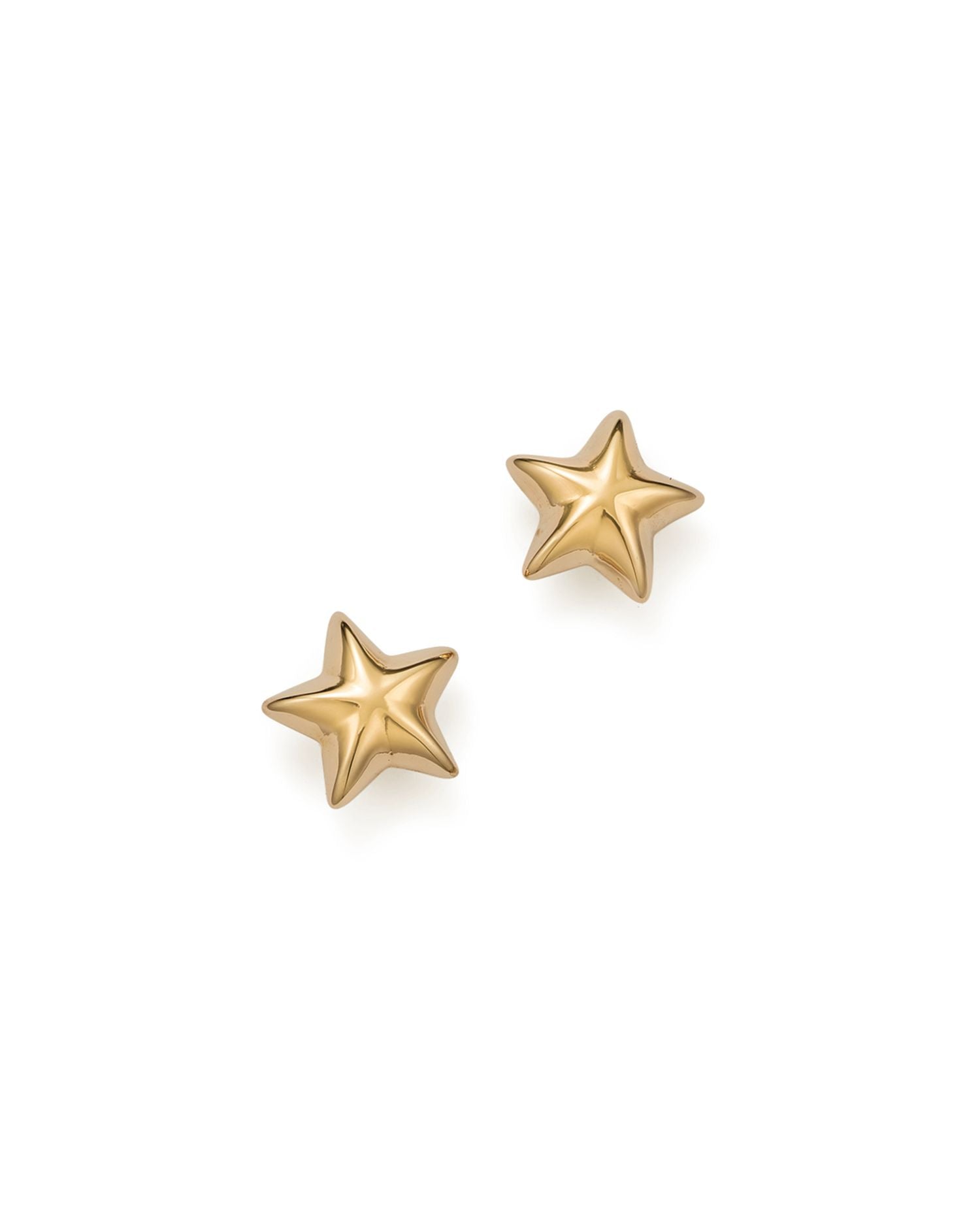 14K Yellow Gold Puffed Star Stud Earrings - Exclusive