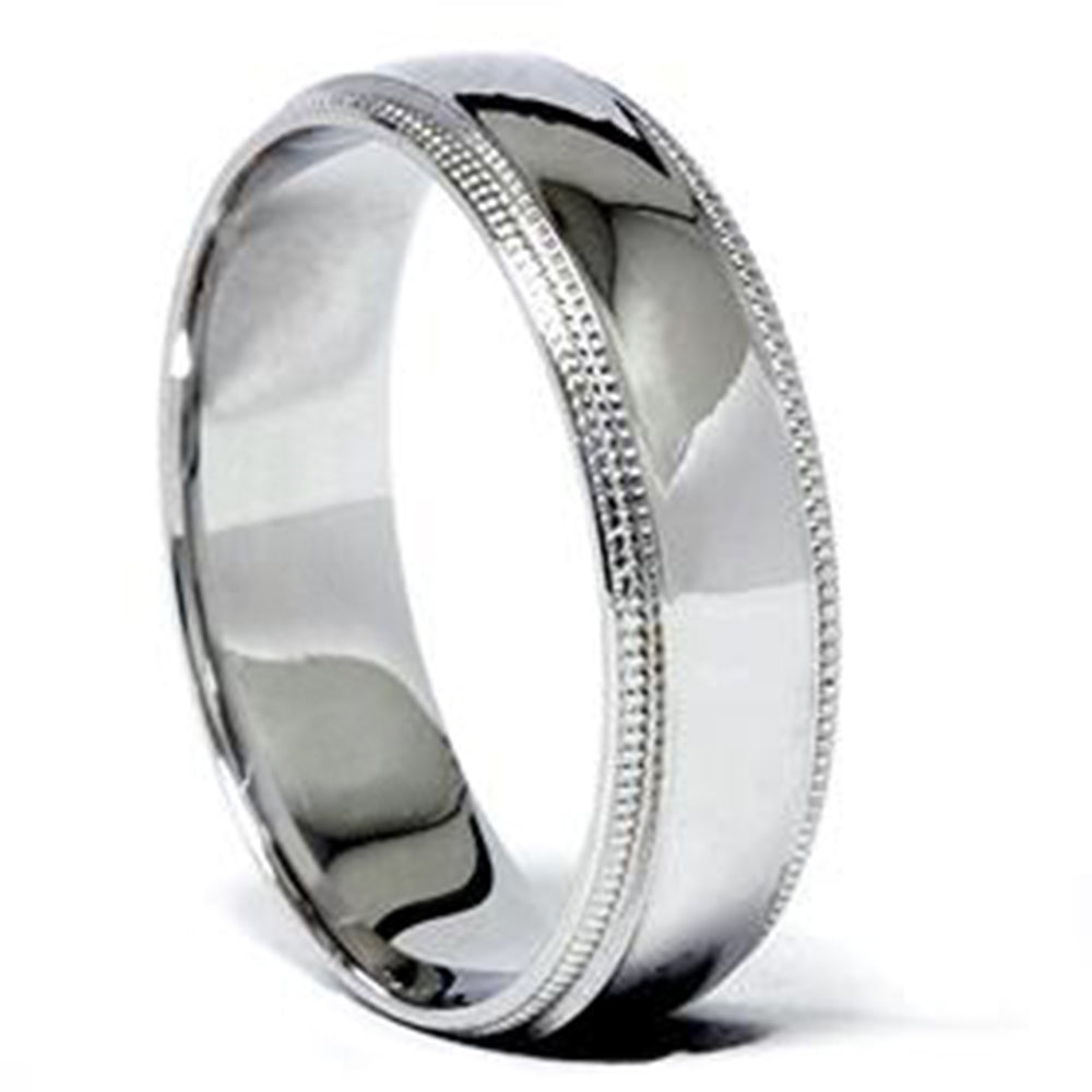 6mm Wide Milgrain Edge Wedding Band 950 Platinum Size Selectable