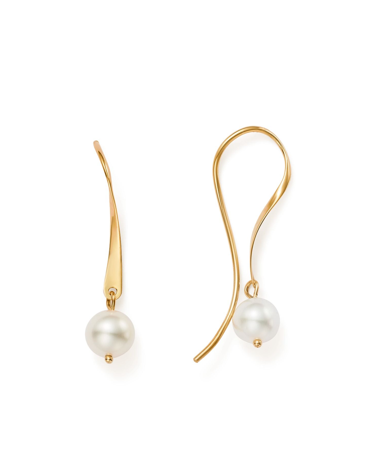 Cultured Freshwater Pearl Threader Earrings in 14K Yellow Gold - Exclusive