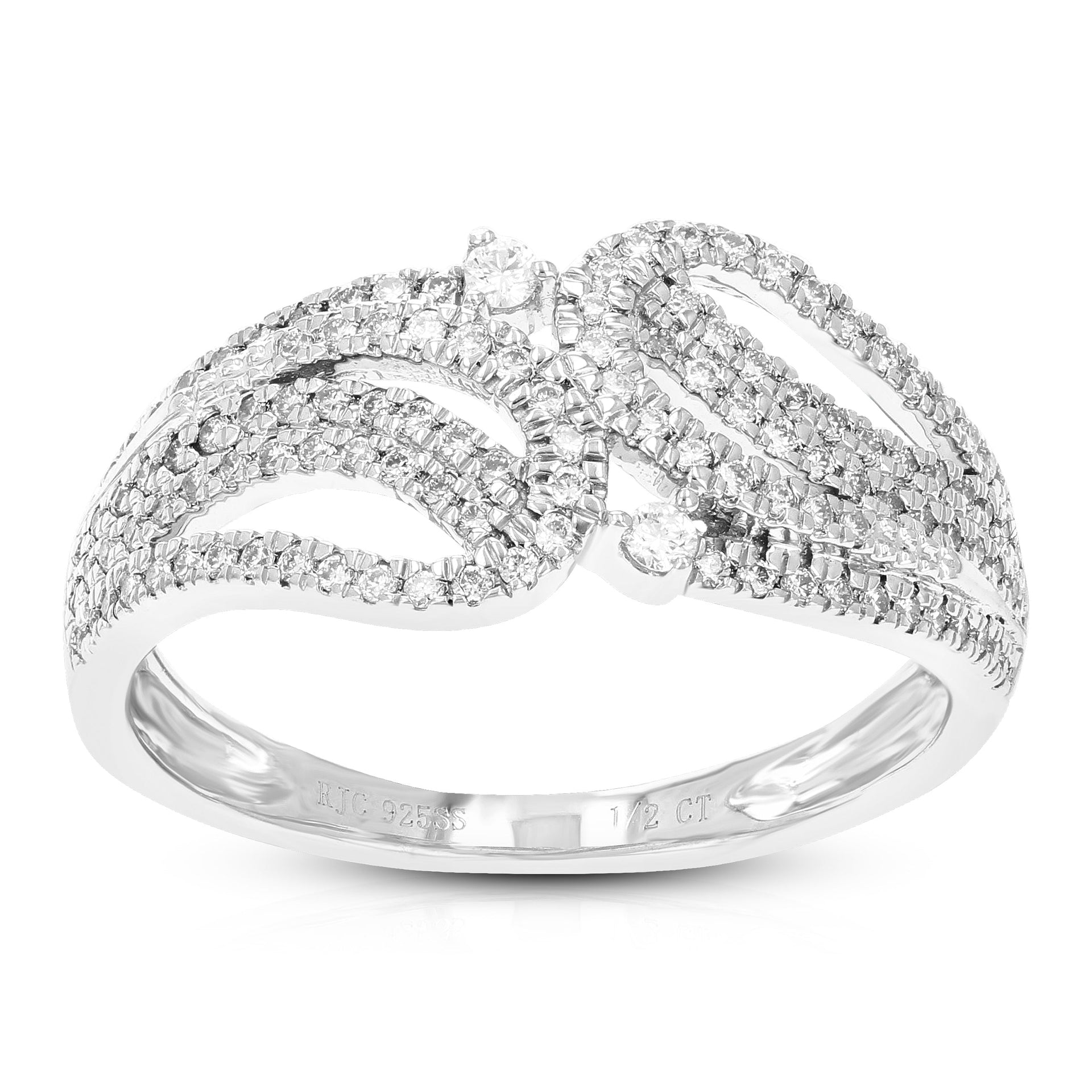 1/2 cttw Round Lab Grown Diamond Engagement Ring .925 Sterling Silver Prong Set
