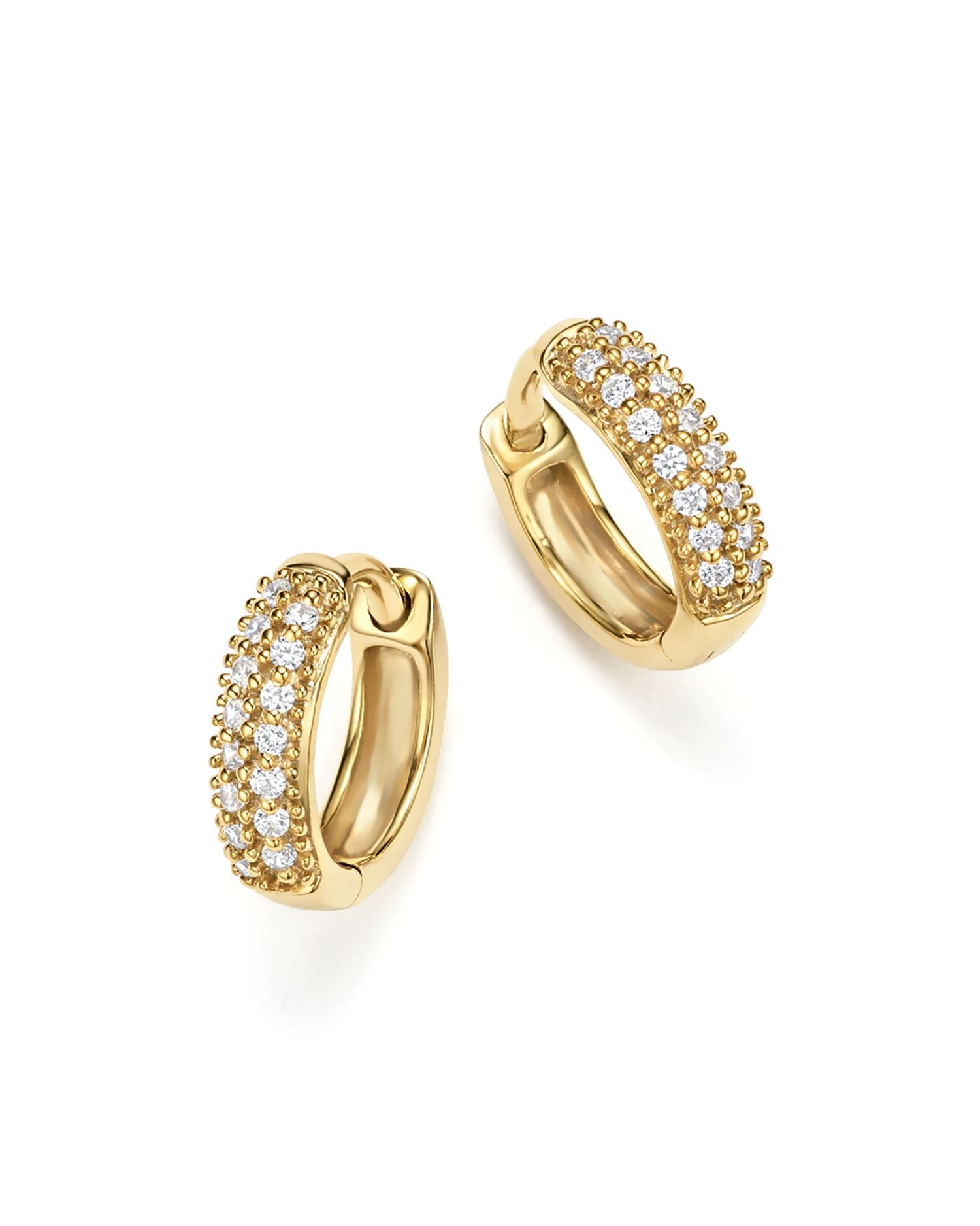 Diamond Mini Hoop Earrings in 14K Yellow Gold, .15 ct. t.w. - Exclusive