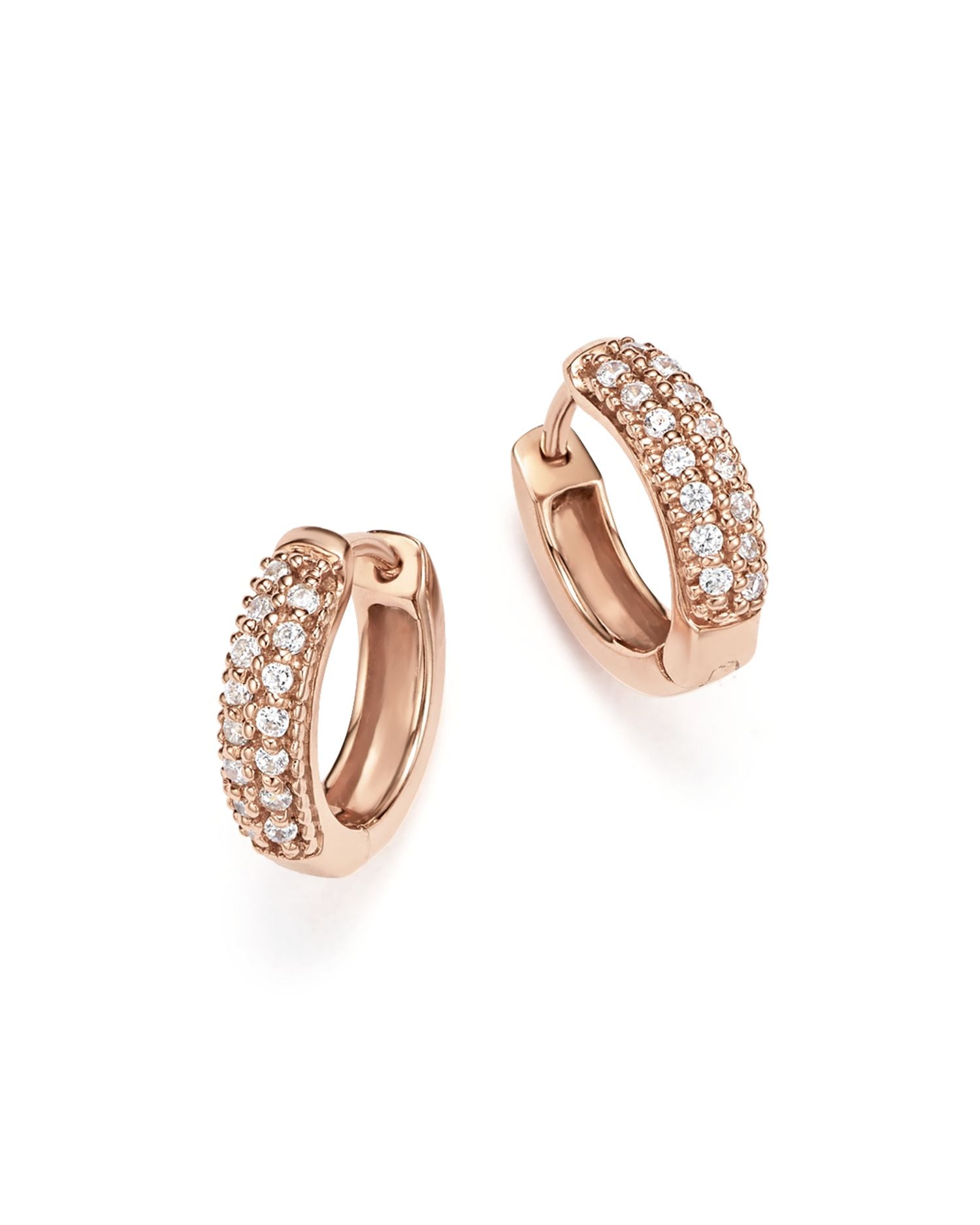 Diamond Mini Hoop Earrings in 14K Rose Gold, .15 ct. t.w. - Exclusive