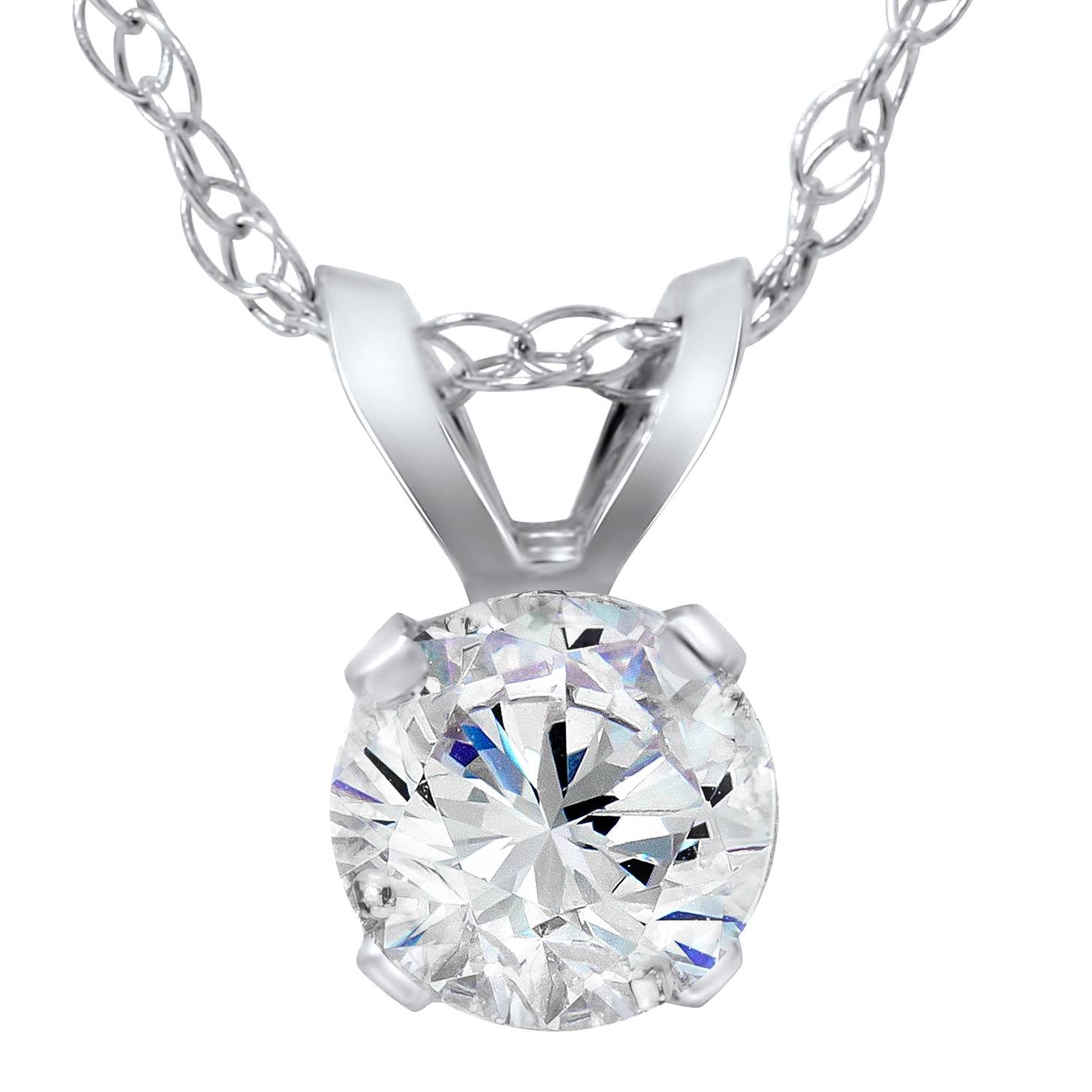 5/8 ct Round Diamond Solitaire Pendant 14K White Gold
