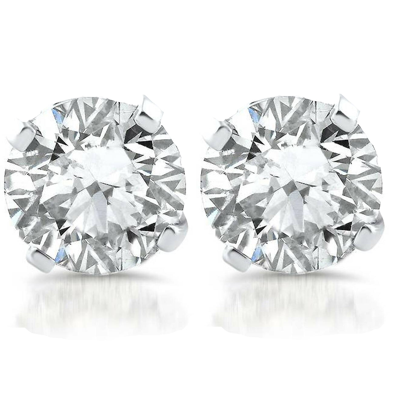 1ct Diamond Studs 14k White Gold Clarity Enhanced