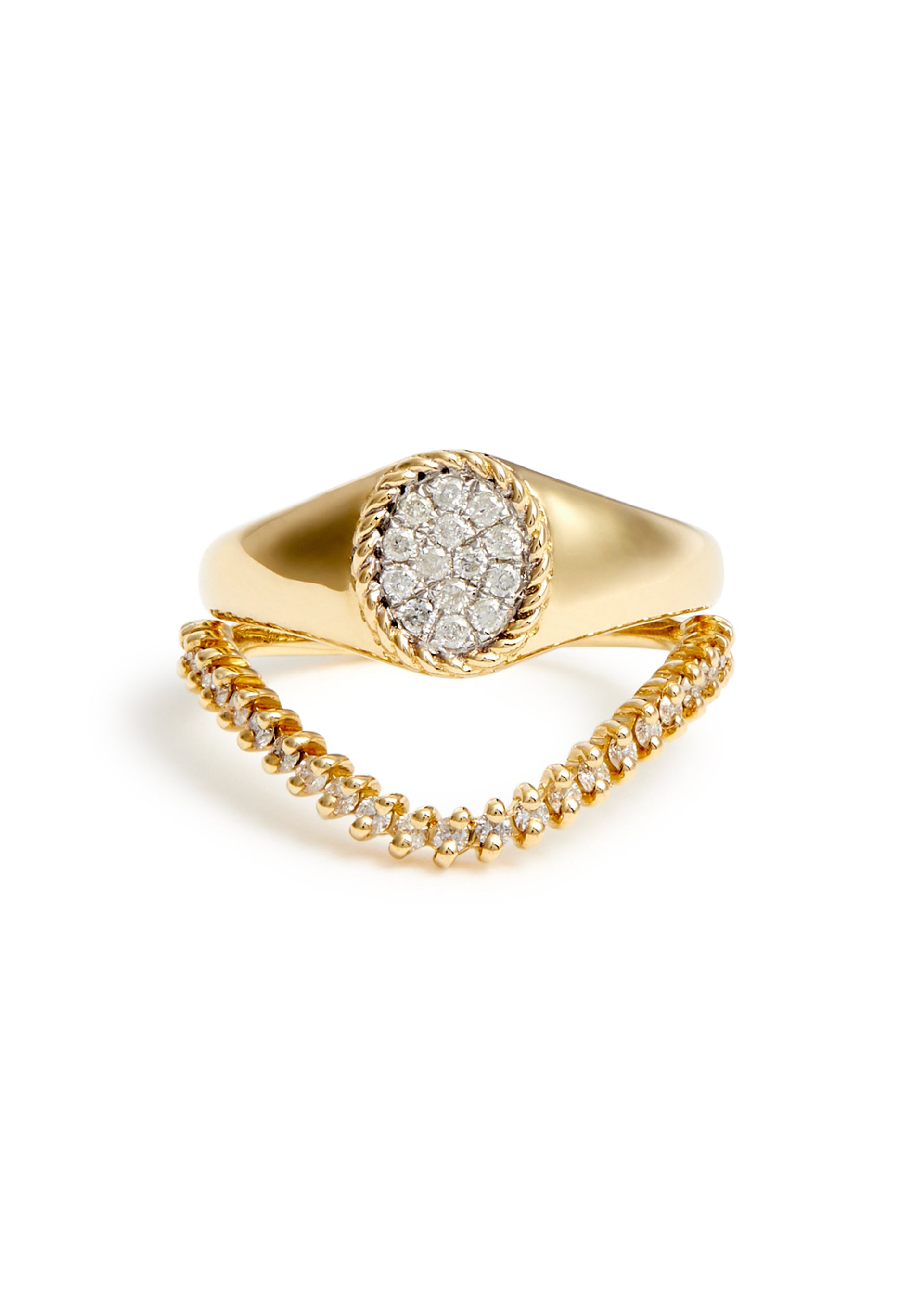 Mini Chevalière Ovale & Bague Vague 9kt gold rings